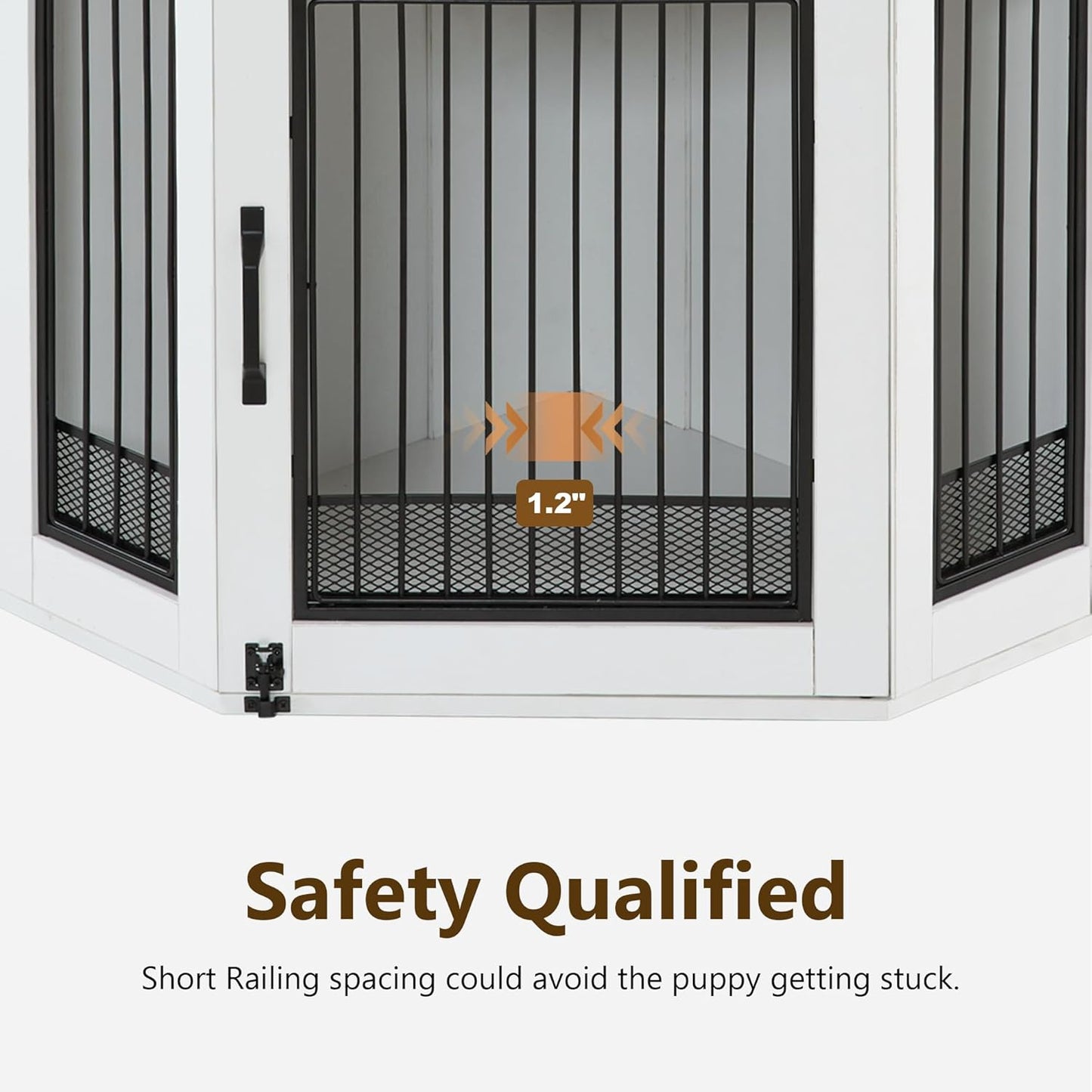 MCombo Small Corner Dog Crate Furniture with Glass Shelves, Wooden Dog Kennel Furniture with Door, Pet Crate Indoor Use, CN17 (White and Brown)