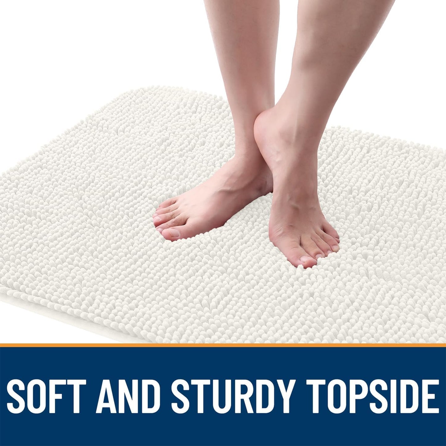 OLANLY Dog Door Mat for Muddy Paws 47x17, Absorbs Moisture and Dirt, Absorbent Non-Slip Washable Doormat, Quick Dry Chenille Mud Mat for Dogs, Entry Indoor Entryway Carpet for Inside Floor, Ivory