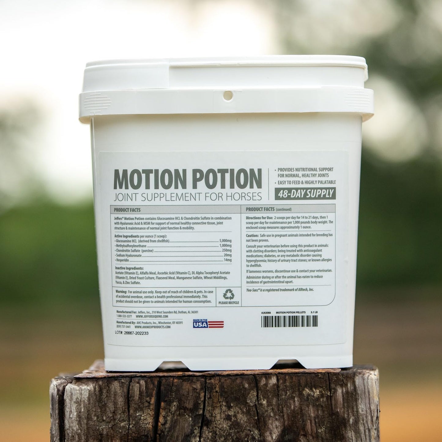Jeffers Motion Potion Pellets Joint Supplement for Horses, 3.1lb- Glucosamine, MSM, Chondroitin, Hyaluronic Acid, & Vitamins. Daily Supplement for Safe, Easy to Feed, Fast Acting for Equine.