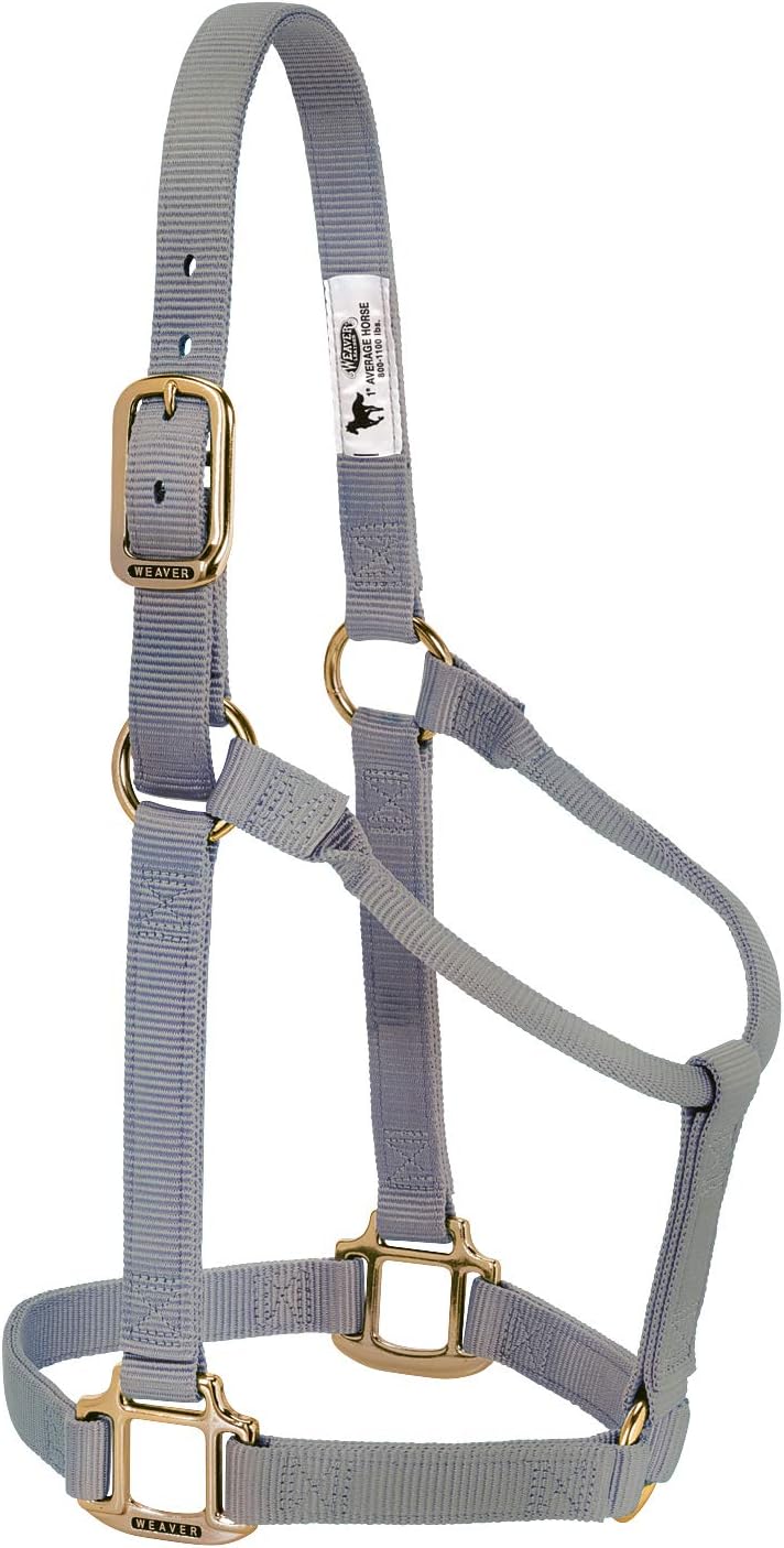 Weaver Equine Nylon Horse Halter, Triple-Ply Cheek Design, Original Non Adjustable Halters for Horses, Equine Tack,Average Size, Black