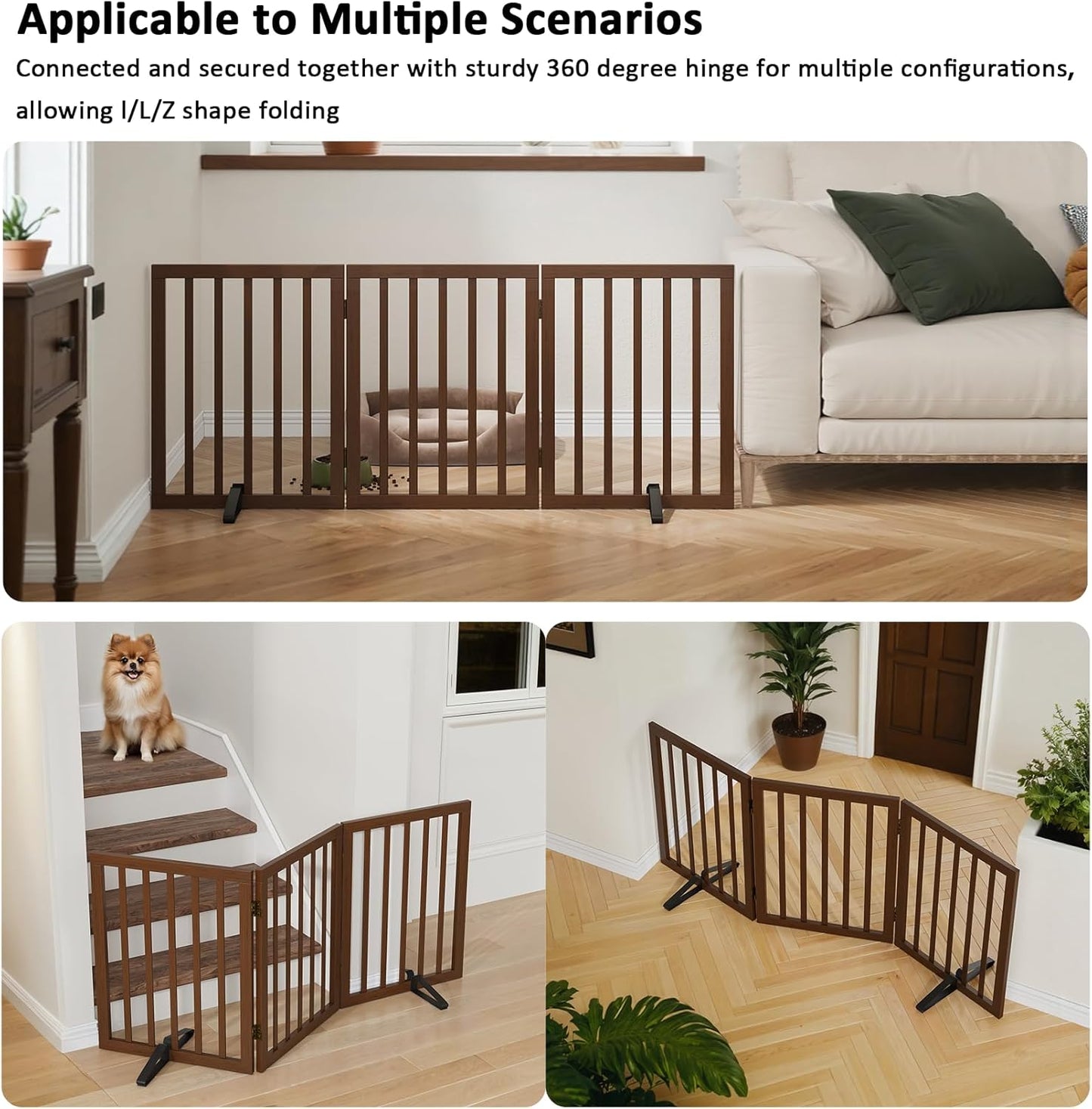 Dog Gate for Stairs,Foldable Dog Gate for Indoor Doorways House,Freestanding Pet Gates for Dogs,Doogie Puppy Fence Gate