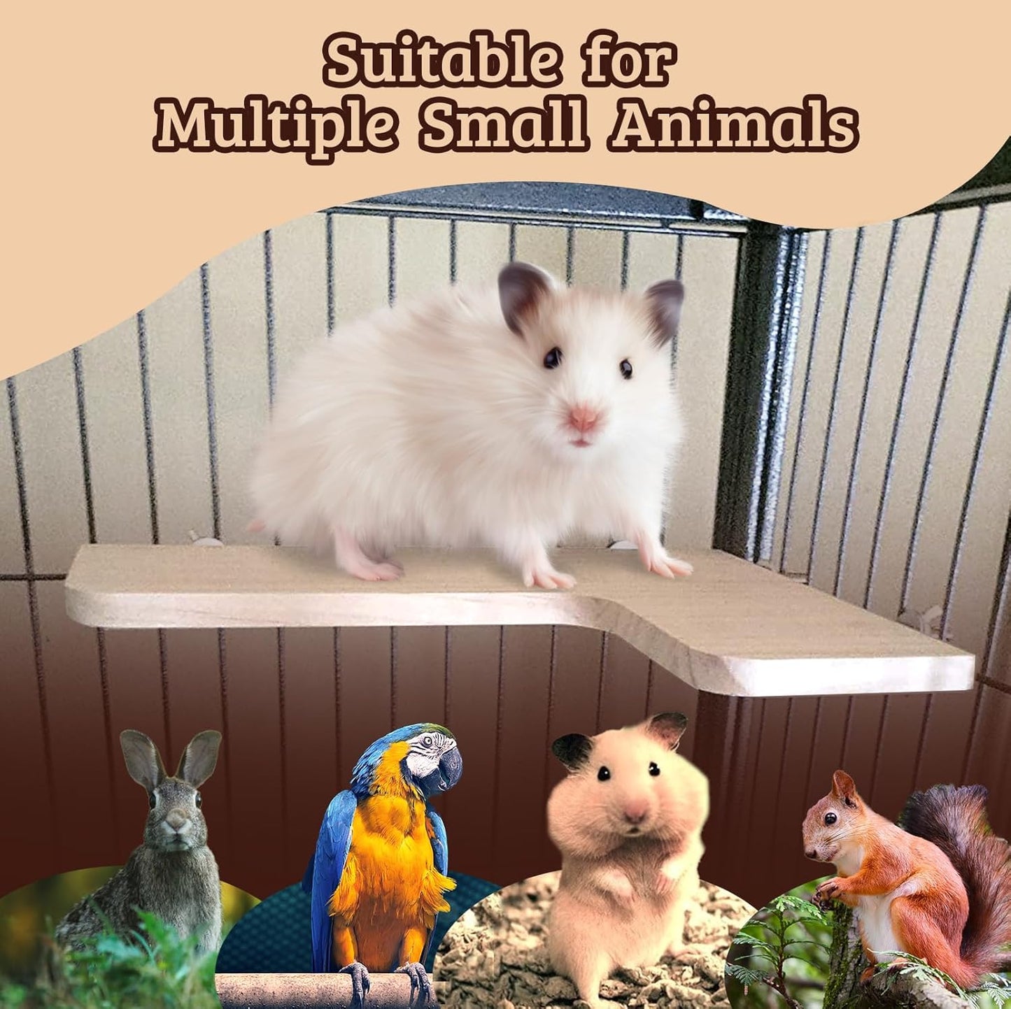 Chinchilla Cage Accessories Hamster Accessories, Chinchilla Toys Wood Platform Dwarf Hamster Cage Board, Chinchilla Cage Sturdy Standing and Jumping Wooden Board for Parrot Cage Rat Cage (Board)