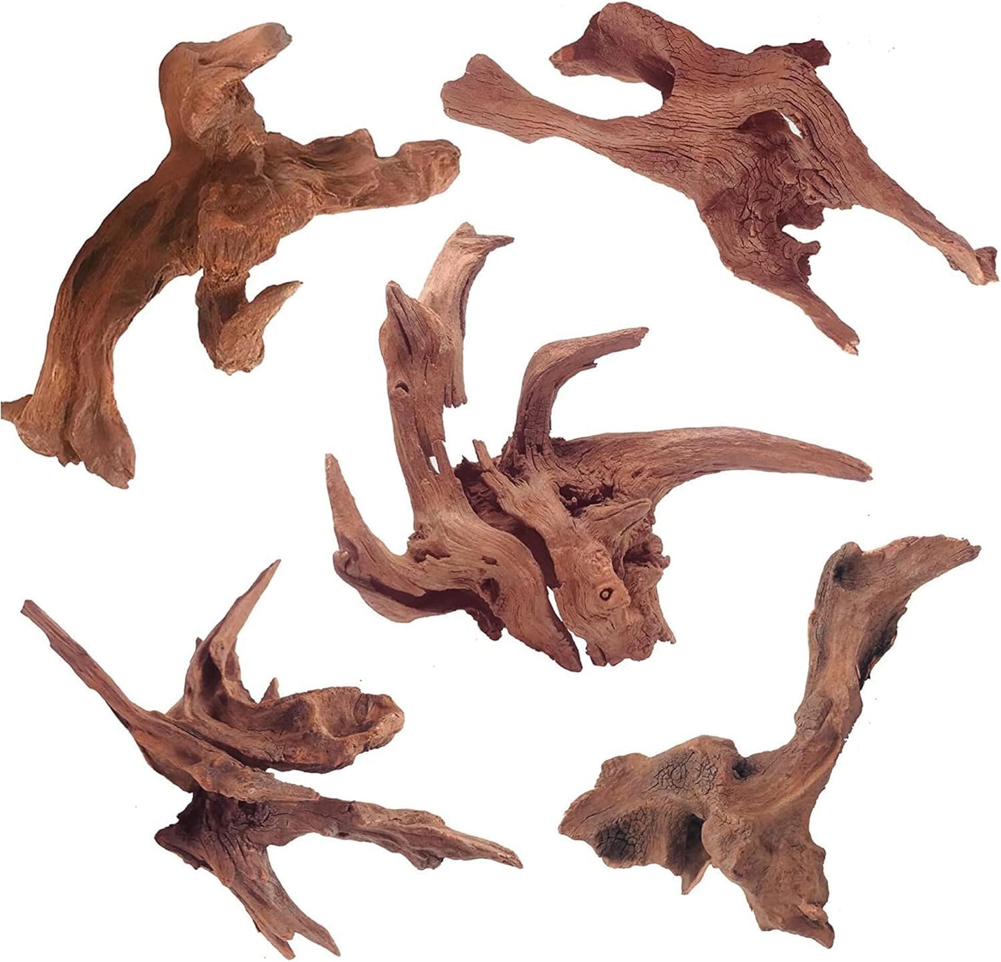 WDEFUN Natural Driftwood for Aquarium Decor, 5-Piece 5''-8'' Large Driftwood for Decorations on Fish Tank, Reptiles Bearded Dragon Accessories or Air Plants