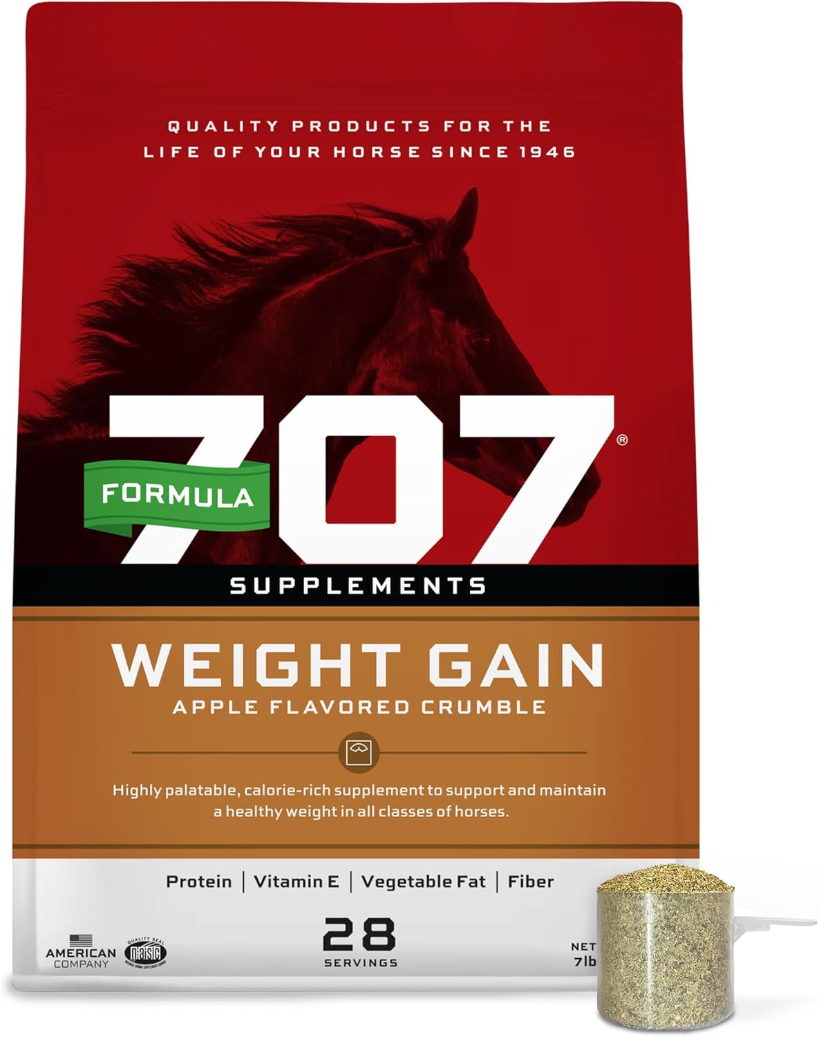 Formula 707 Weight Gain Crumble Equine Supplement, 7 lb Bag – Palatable, Calorie-Rich Nutritional Support for Hard-to-Keep and Senior Horses