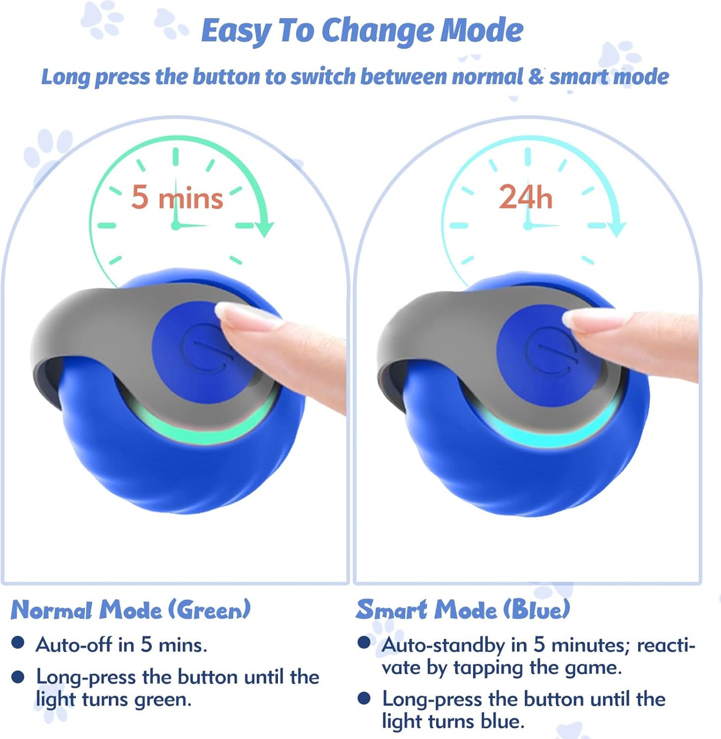 Upgraded Speedy Interactive Cat Ball 4.0 Toys with 2 Optional Tails, Smart Moving Ball Cat Toy for Bored Indoor Cats, Rechargeable & Detachable Automatic Kitten Rolling Balls Toy (Blue)