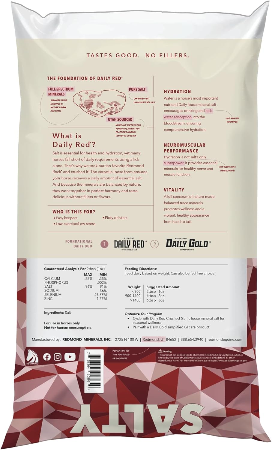 Daily Red Crushed Loose Minerals | Mineral Salt + Electrolyte Supplement for Horses (25LB Refill Bag)