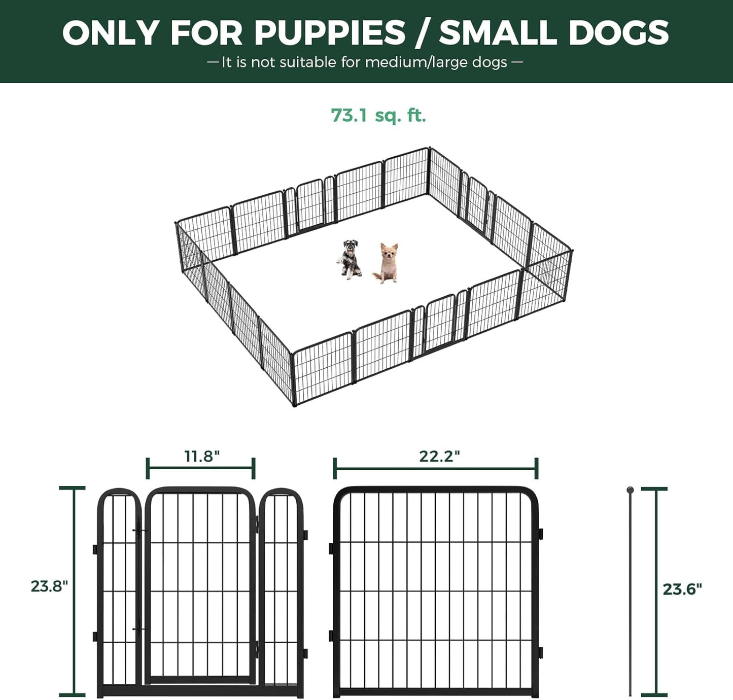 FXW Homeplus Unleashed Indoor Dog Playpen - Stress-Free and Safe Play, Heavy Duty 24 Inch 18 Wire Panels Dog Pen for Puppy and Small Dogs, Black│Patented