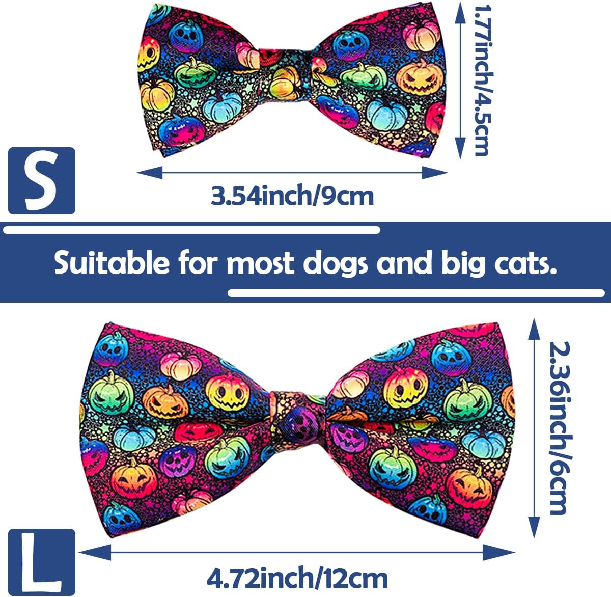PET SHOW 10pcs Halloween Small Dog Bow Ties for Medium Dogs Puppies Rabbit Cat Detachable Bowties with Elastic Bands Attach to Collar Pet Grooming Collar Attachment Accessories