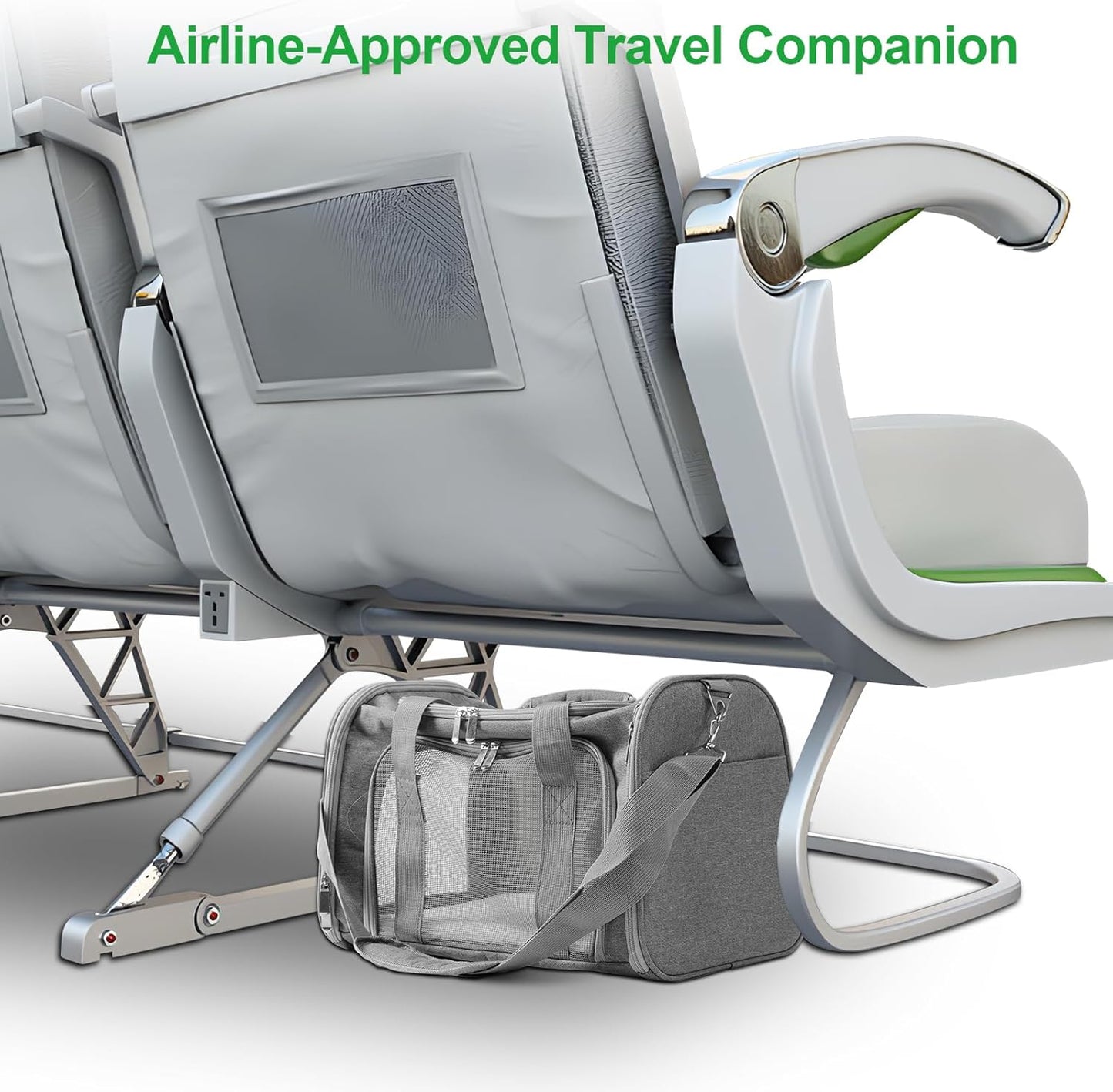 Roaringkitty Travel in Style: Portable Pet Carrier for Small Pets up to 15 Lbs- Airline Approved, Collapsible & Comfortable cat/Puppy Soft Sided Bag (Grey)