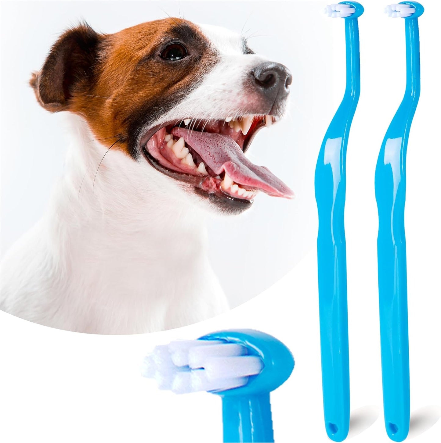 Small Dog Toothbrush, Cat & Puppy Tooth Brushing Kit, Mini Head Teeth Brush for Kitten & Tiny Pet, Doggy Toothbrushes Deep Dental Cleaning, 2 PCS - Blue
