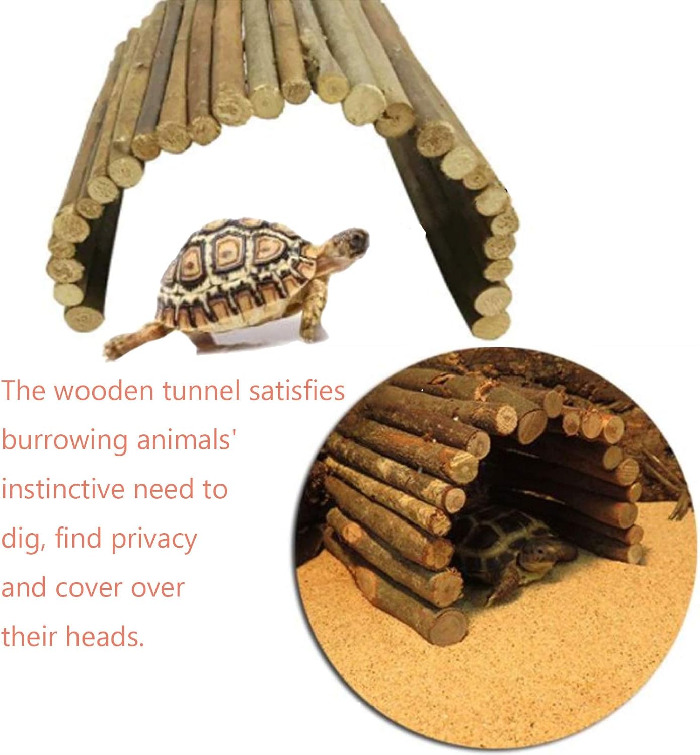 Hamiledyi 2 PCS Extra Large Wooden Reptile Hideout Bearded Dragon Bendy Bridge Climbing Ladder Hiding Hut Reptiles Hide Cave Habitat Decor for Lizards Gecko Spiders Snakes Tortoise(20" x 11.8")