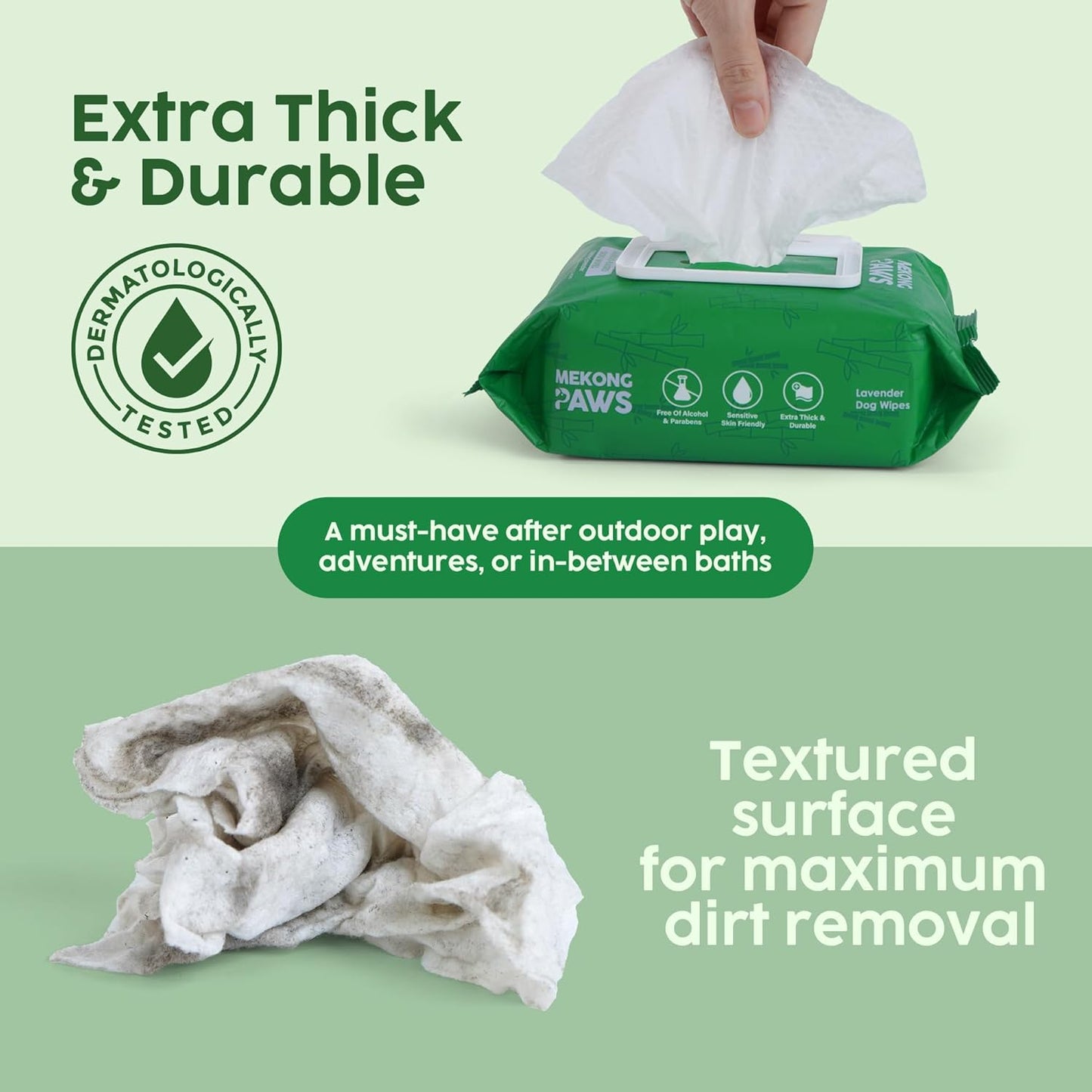 Pet Grooming Wipes - Natural & Organic Bamboo Base - Calming Lavender Scented - Freshening Dog Cat - Gentle on Sensitive Skin - Thick & Durable for Paw Coat & Bum Cleansing - 400 Count