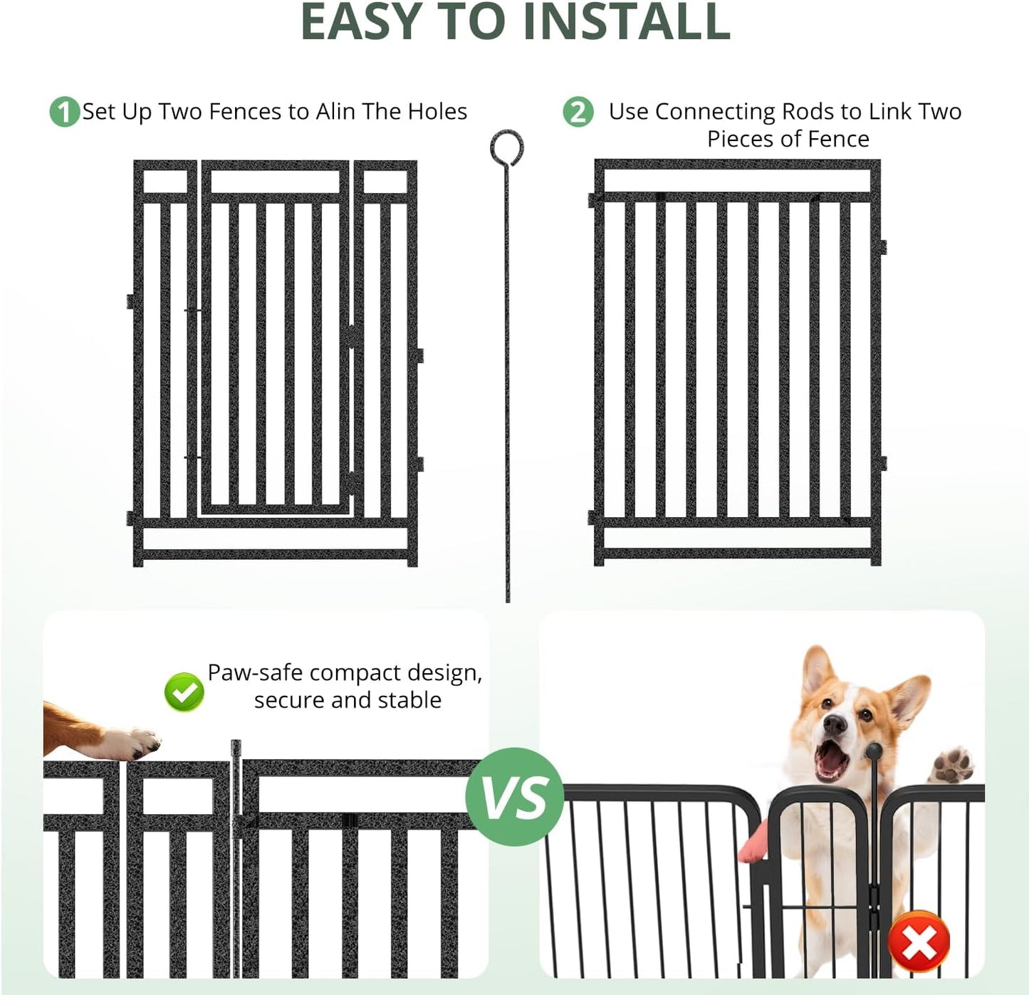 Dog Fence Outdoor Indoor, 40" Inch Height 32 Panels Dog Playpen for Large/Medium/Small Dogs Metal Dog Pen for Yard Camping and RV | Black-Silver