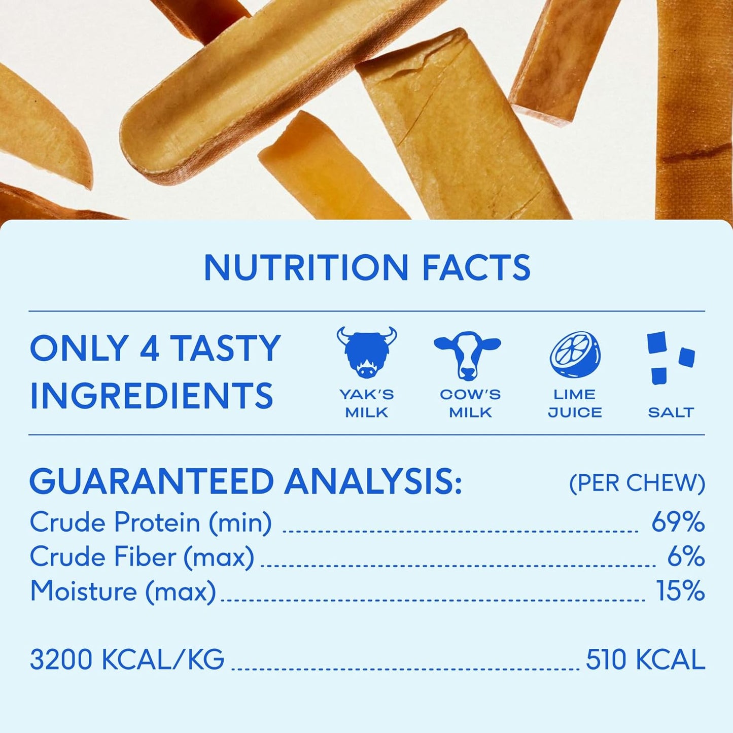 Native Pet Yak Cheese Himalayan Dog Chews - Long Lasting Dental Sticks for Medium Breeds – 100% All Natural Himalayan Yak Chews for Medium Dogs – Cheese Bone for Aggressive Chewers - 10 Per Pack