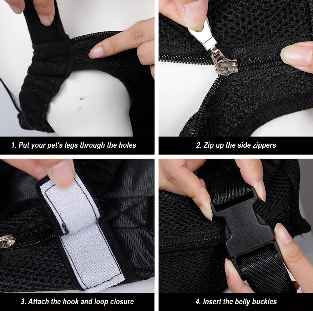 FEimaX Dog Carrier Backpack Pet Legs Out Front Cat Travel Bag, Adjustable Puppy Backpacks Carriers Hands-Free for Small Medium Dogs Cats Hiking Traveling Camping Daily Walking (X-Large, Black)