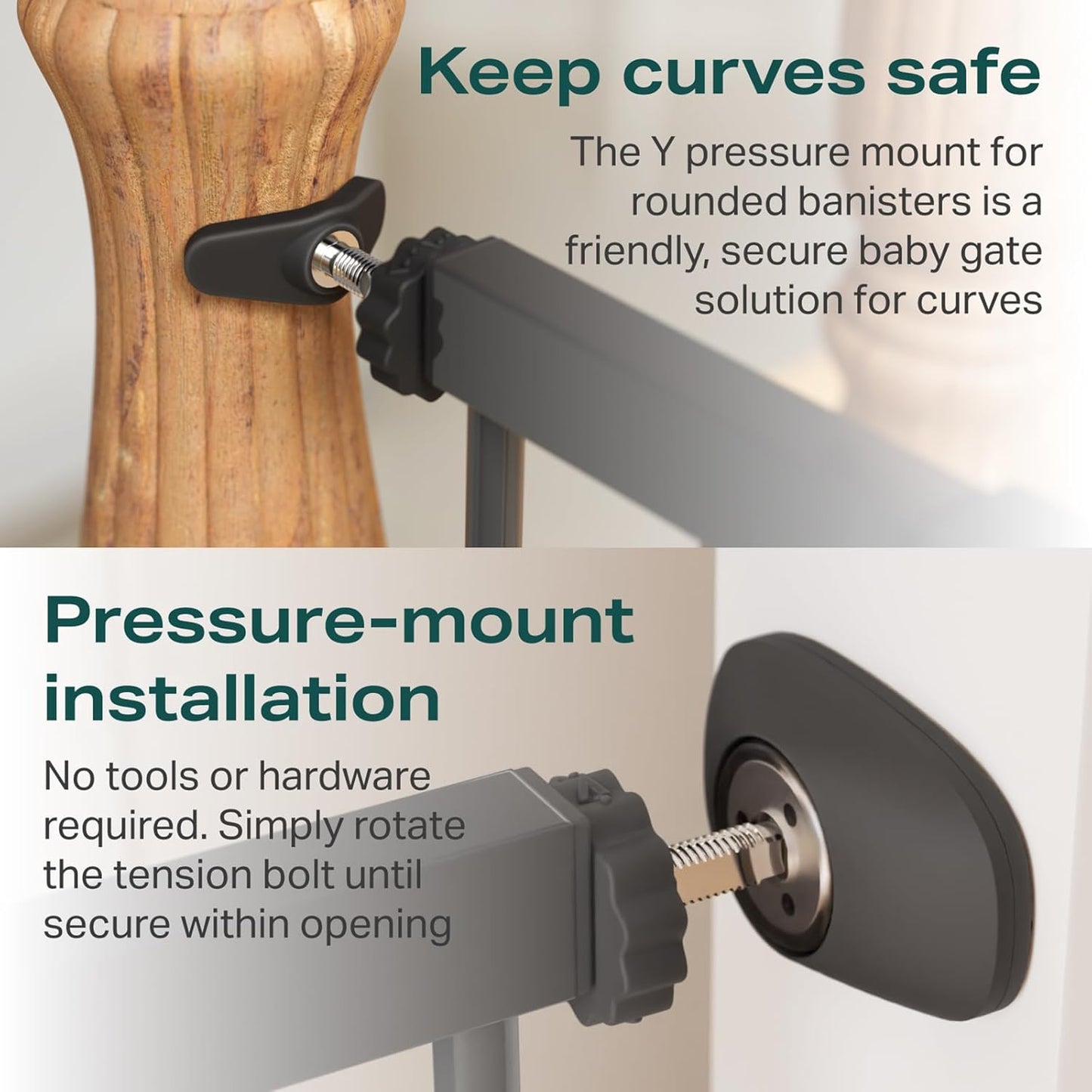 Cumbor 29.7-40.6" Baby Gate for Stairs, Baby Essential Safety Gate, Mom's Choice Awards Winner-Dog Gate for Doorways, Pressure Mounted Auto-Close Pet Gates for Dogs Indoor, Durable Child Gate, Black