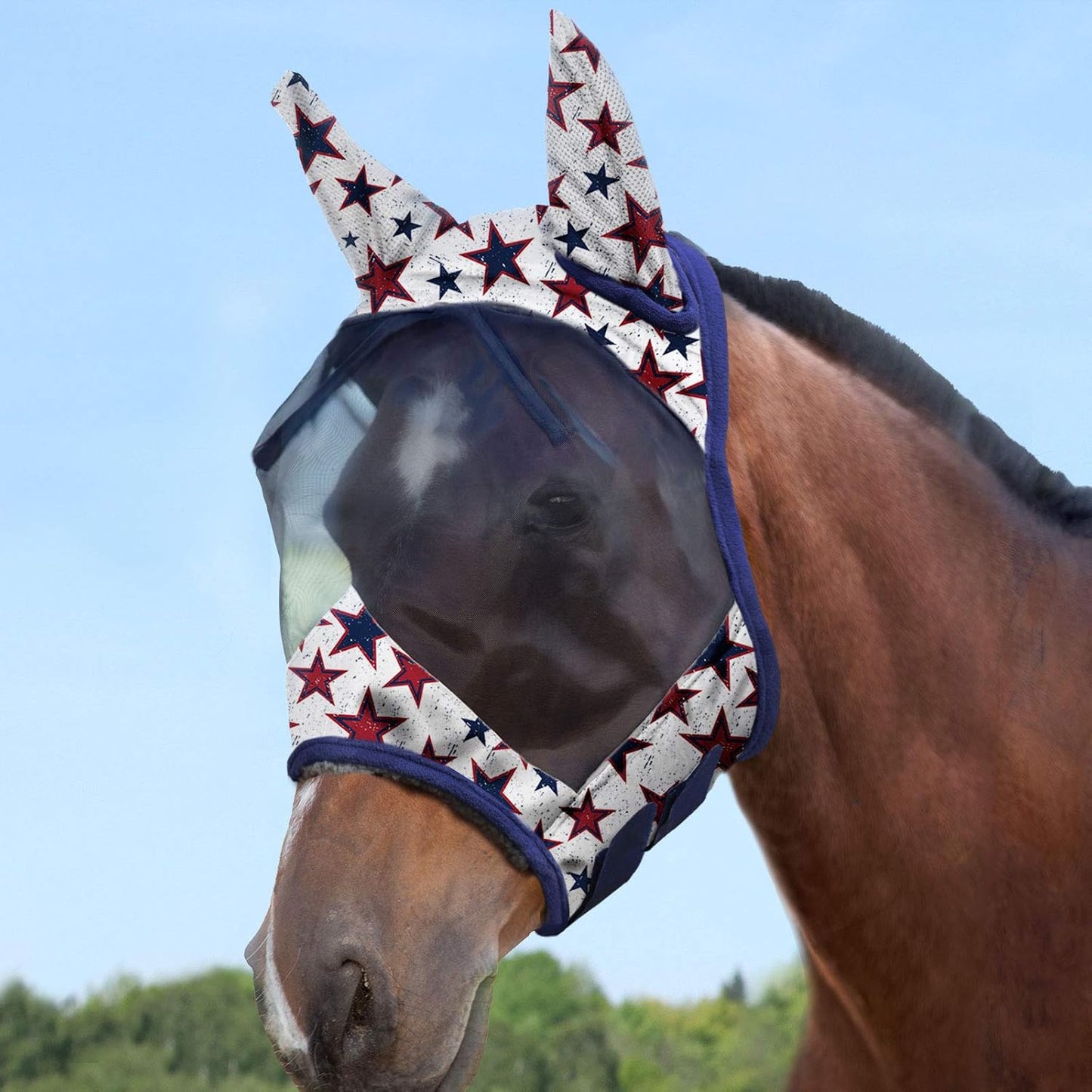 Harrison Howard LumiVista Horse Fly Mask Standard with Ears UV Protection for Horse Dream Star M Cob