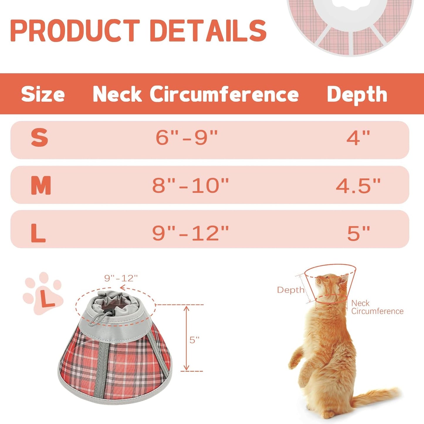 Cat Cone Collar Soft, Cat Recovery Collar for Large Medium Small Cats Kittens, Pet Cone Alternative After Surgery