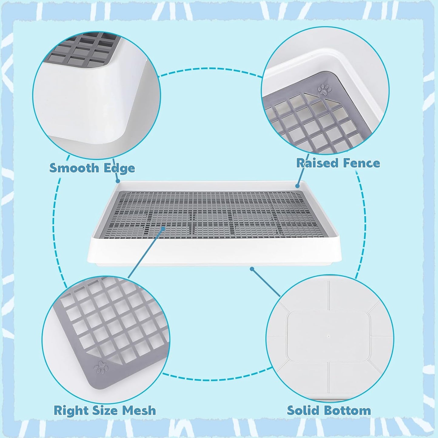 FHTONGE Extra Large Rabbit Litter Box Trainer Tray, Bunny Potty Training Litter Box for Cage,Rectangular Rabbits Litter Pan Pet Toilet with Grid for Squirrel Guinea Pig Rat Chinchilla Hedgehog Hamster