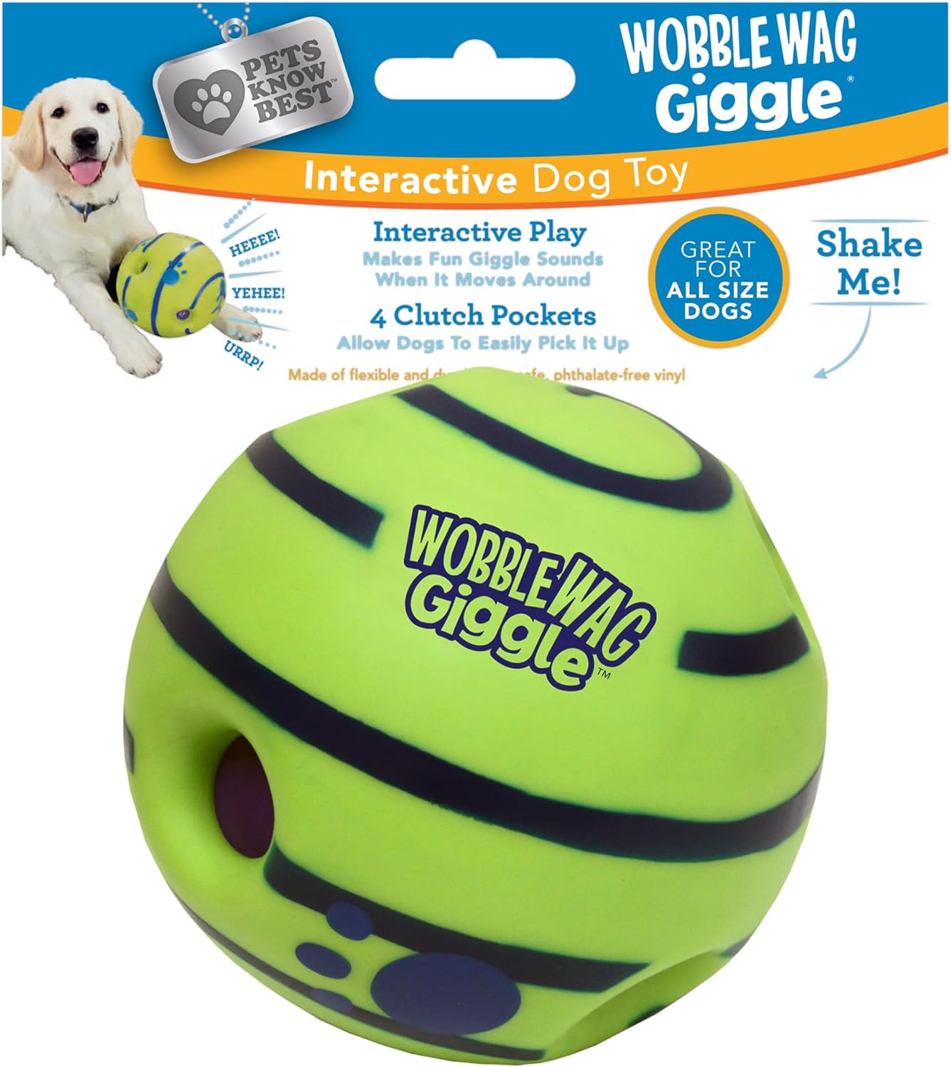 Wobble Wag Giggle Ball | Rolling Enrichment Toy for Fun Playtime, Interactive Play for Indoor or Outdoor, Keeps Dogs & Puppies Large, Medium or Small Busy & Moving, As Seen on TV | Pack of 1