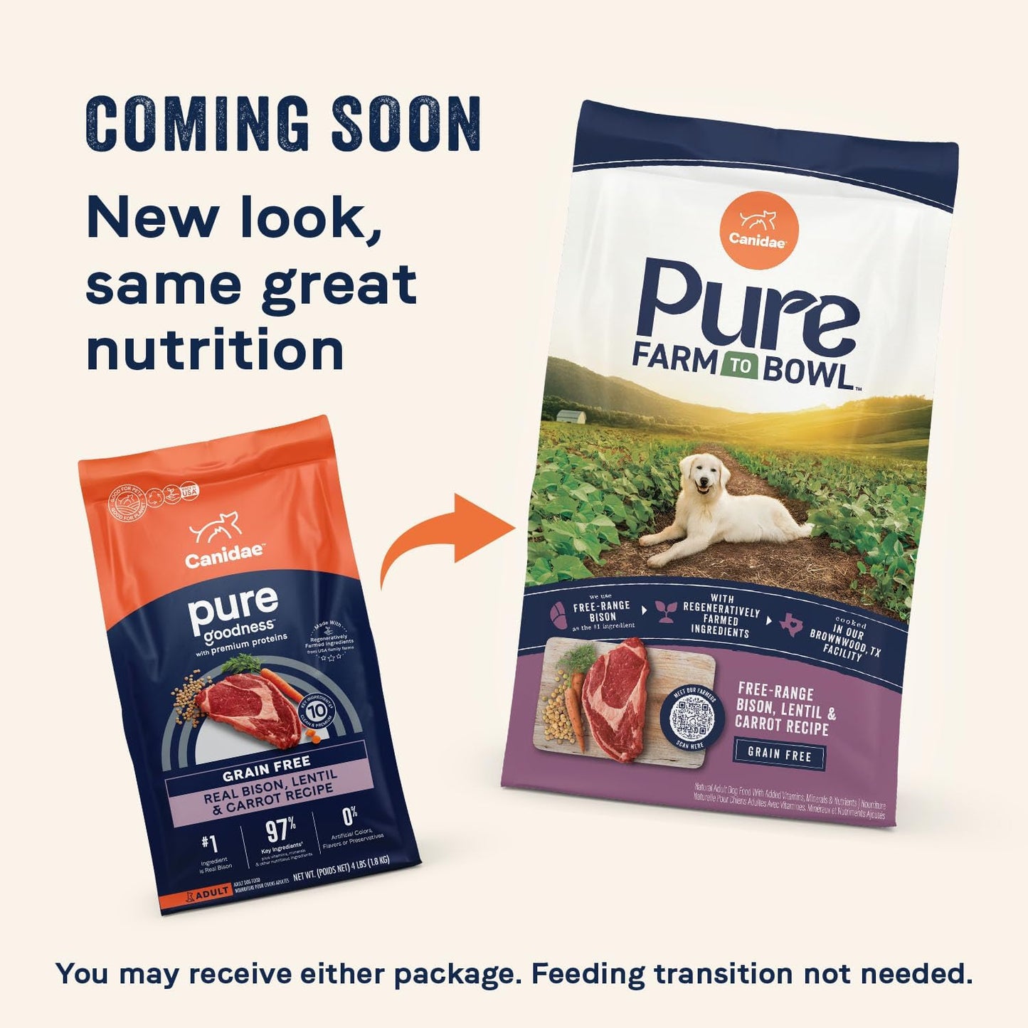 Canidae Pure Limited Ingredient Premium Adult Dry Dog Food, Real Bison, Lentil & Carrot Recipe, 10 lbs, Grain Free
