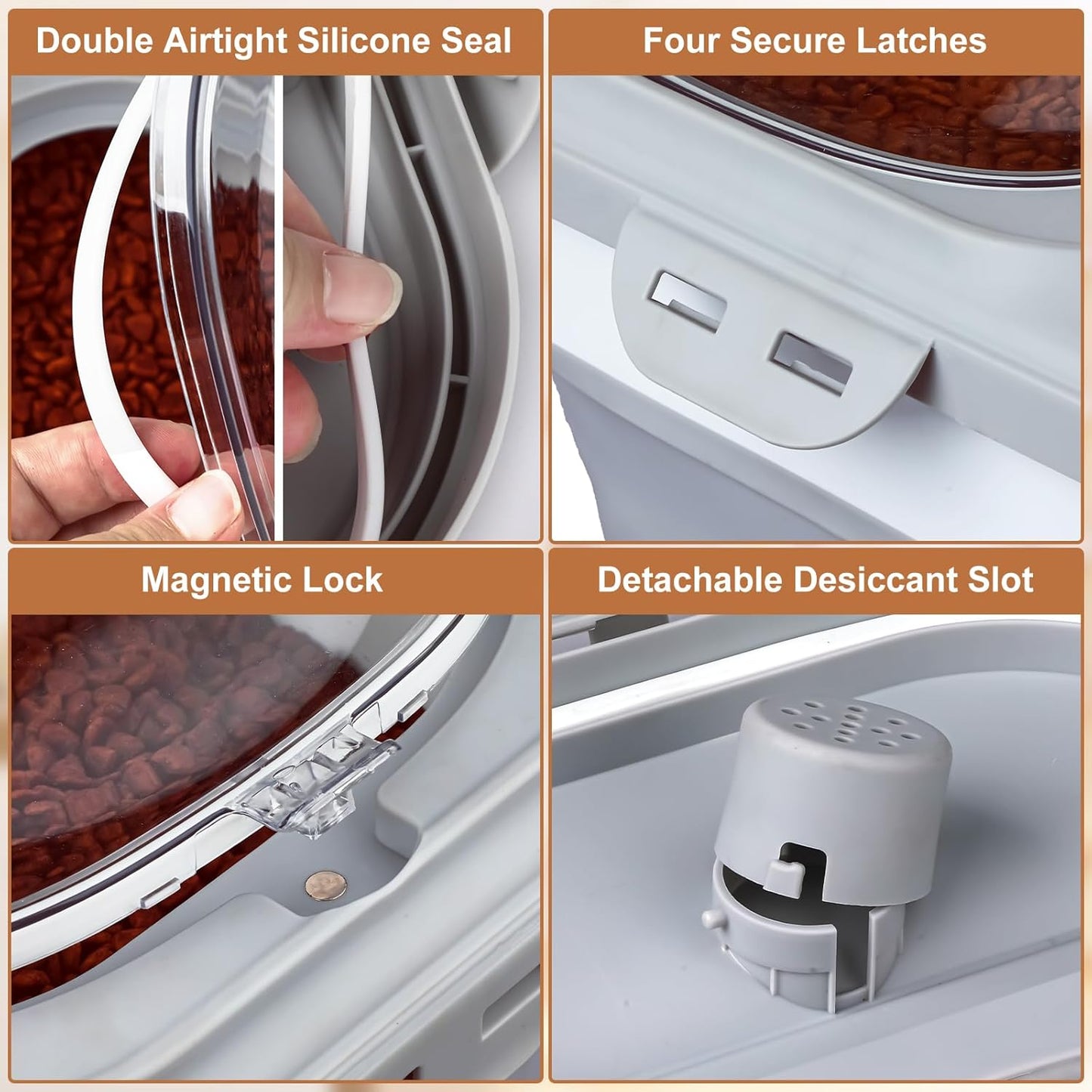 Dog Food Storage Container, 10-20lbs Collapsible Dog Cat Food Containers with Airtight Clear Flip-top，Rolling Wheel and Pet Food Scoop, Pet Food Storage Container Bin for Dog Cat Bird Pets