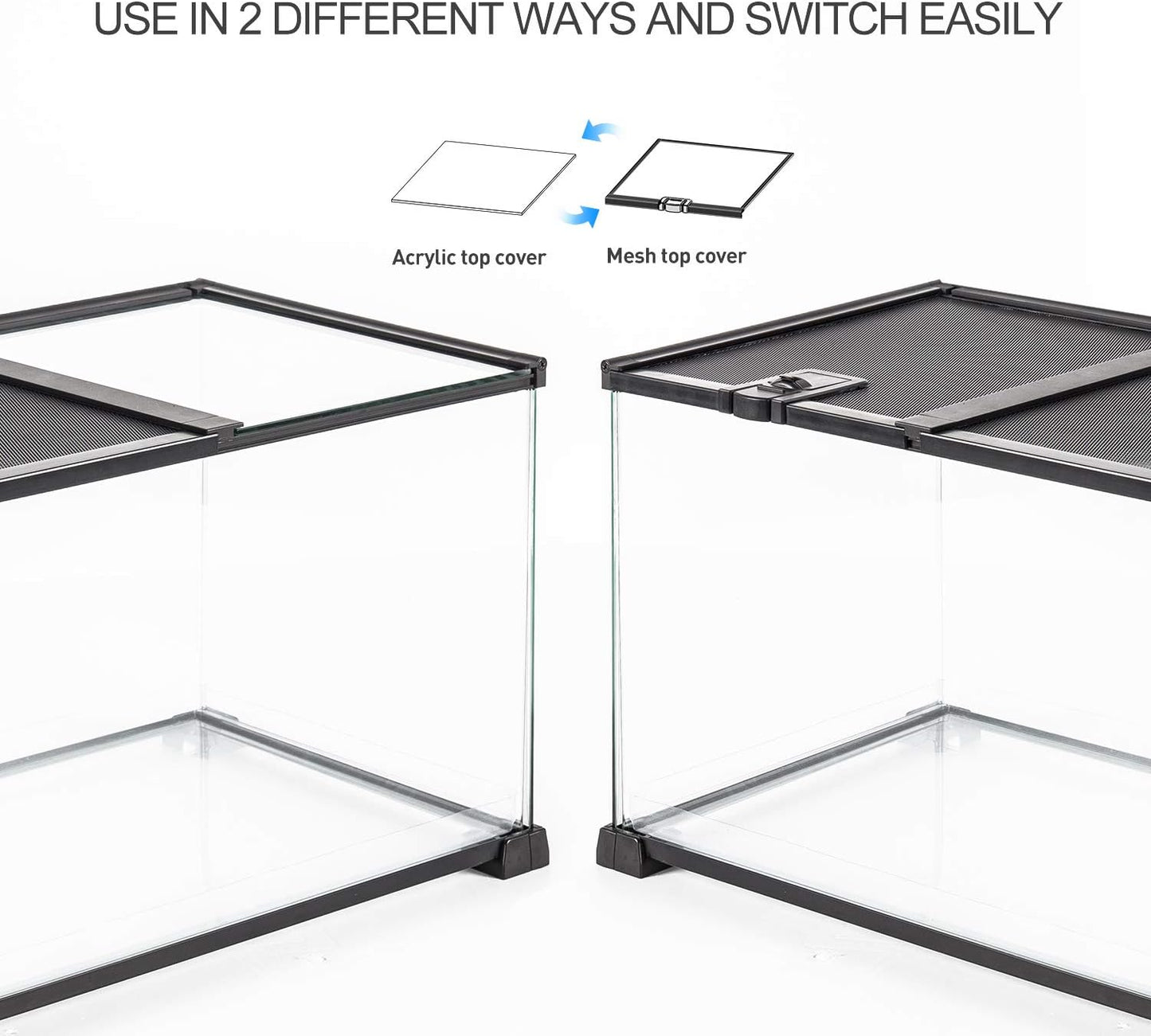 REPTI ZOO 20 Gallon Reptile Glass Terrarium Easy Clean Tank 30" x 12" x 12" Dual Top Sliding Top Cover for Reptile Snake Hamster Hedgehog Small Animals (Knock-Down)