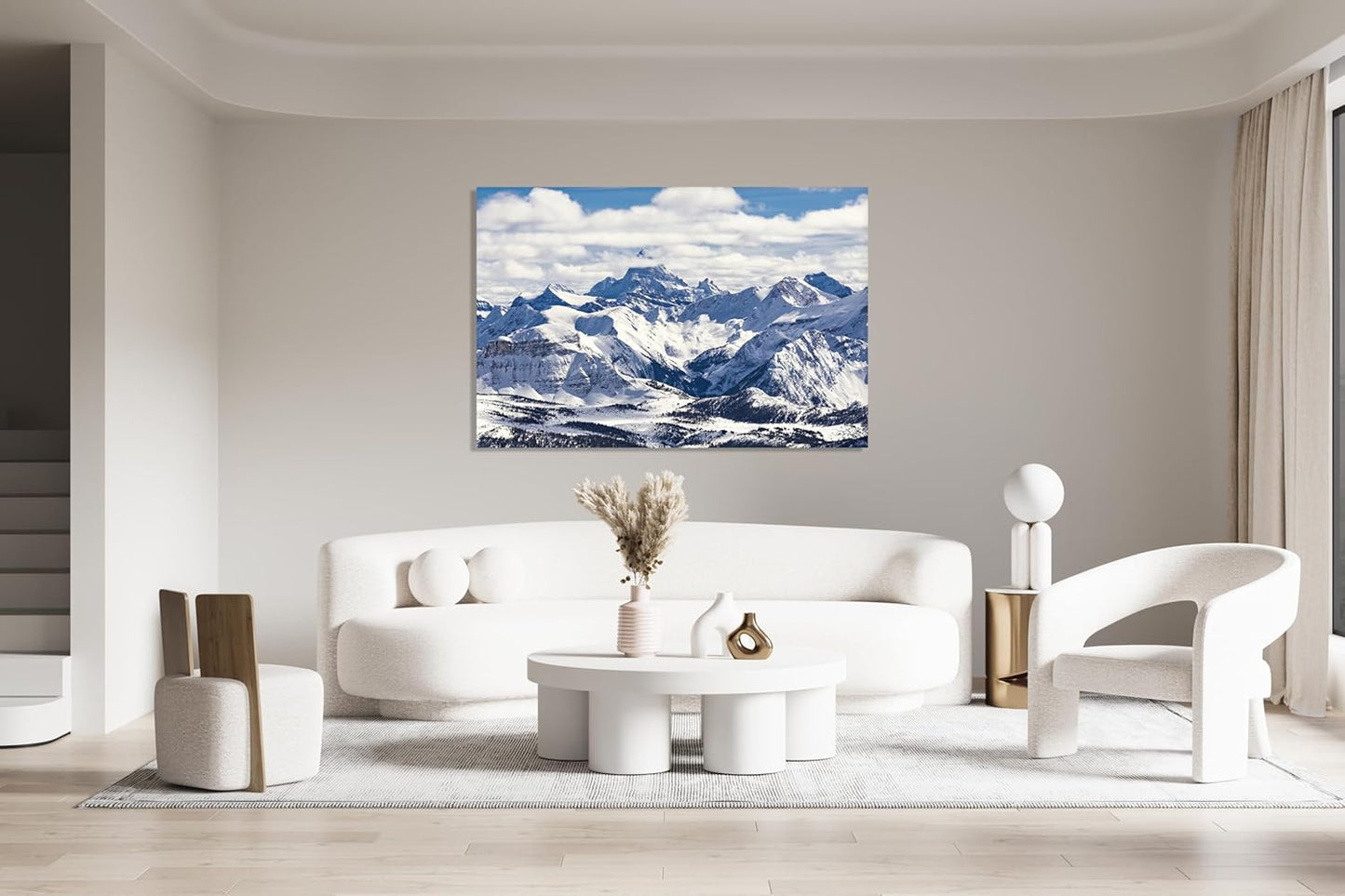 Nature Wall Art Prints - Ocean Forest Mountain Lake Canvas Landscapes - Small to Extra Large Living Room Bedroom Kitchen Bathroom Décor (Snowy Mountains Landscape, 31L" x 47W")