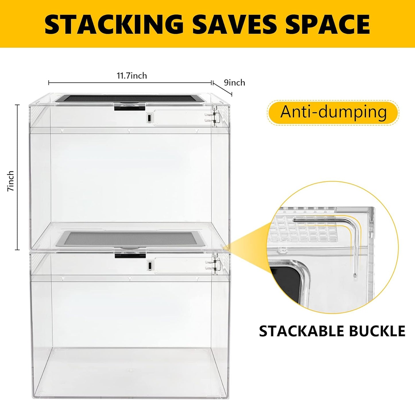 Reptile PC Terrarium,Anti Breakage 19.5x9.4x10.5 in Amphibians Tank Starter Kits,Top Sliding Door Gecko Starter Screen Ventilation Mini Habitat Cages,Hygrometer Thermometer,Hide Cave,Tweezer,Sprayer