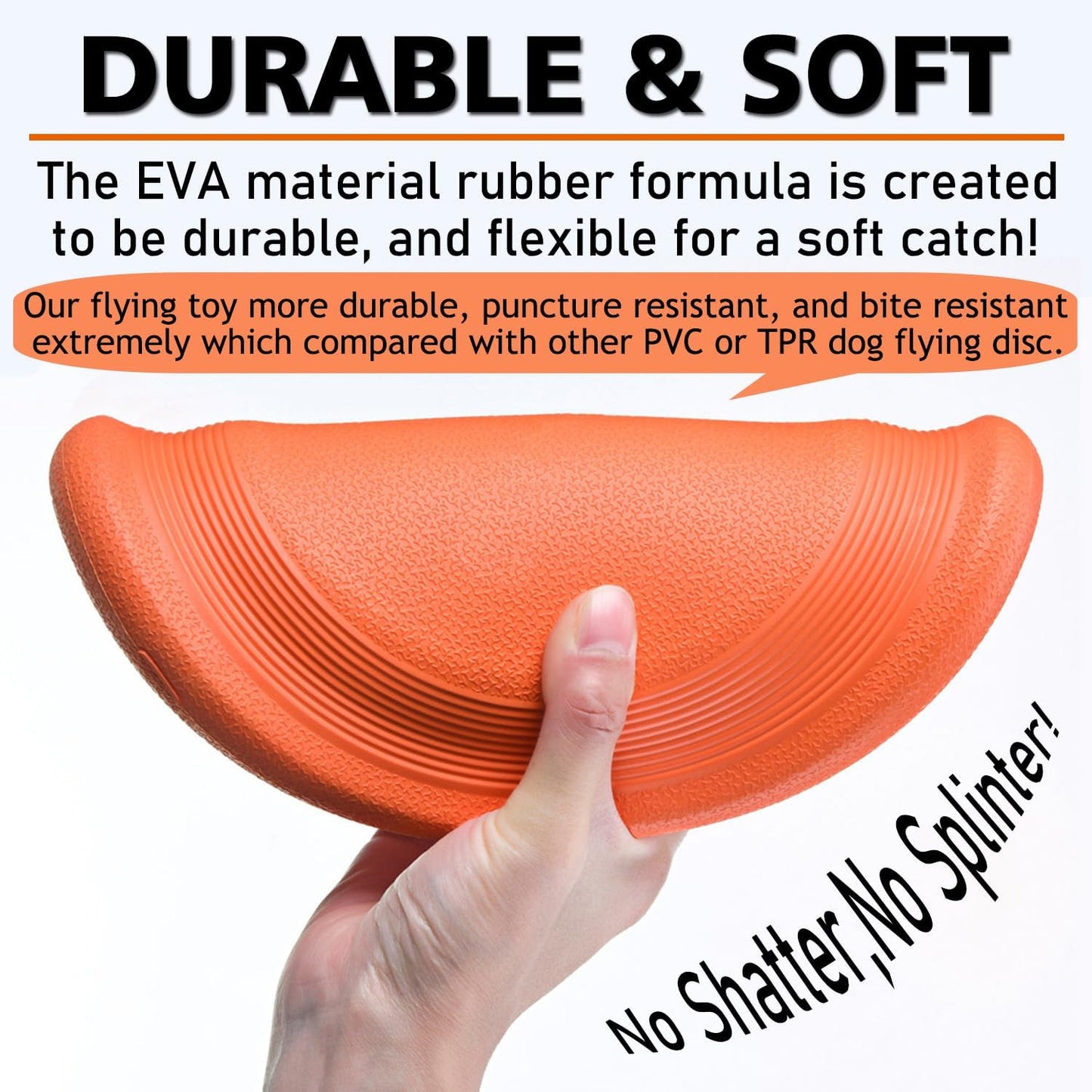 Dog Flying Disc - Durable Rubber Flying Disc Dog Toy - 9.25" Indestructible Rubber Dog Flying Discs Flyer Dog Toys - Puncture Resistant & Bite Resistant Extremely - for Medium Large Dogs