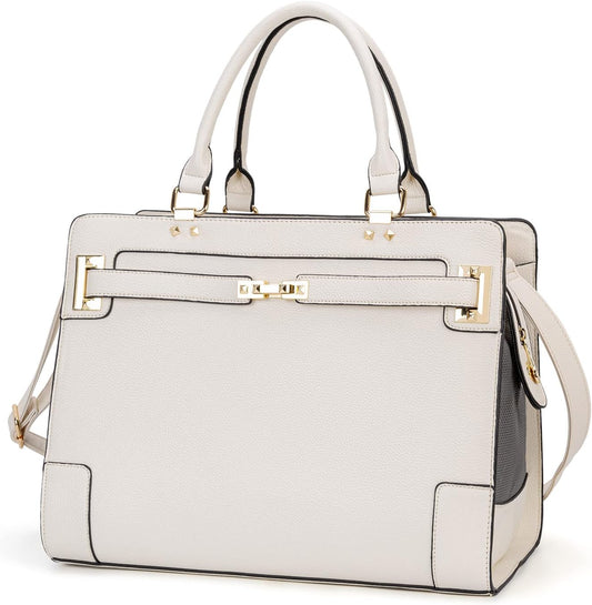 Fashion Pet Carrier Dog Cat Carrier Purse Soft-Sided Leather Handbag Pet Tote Bag for Small Dogs Puppy and Cats TSA Airline Approved (Beige)