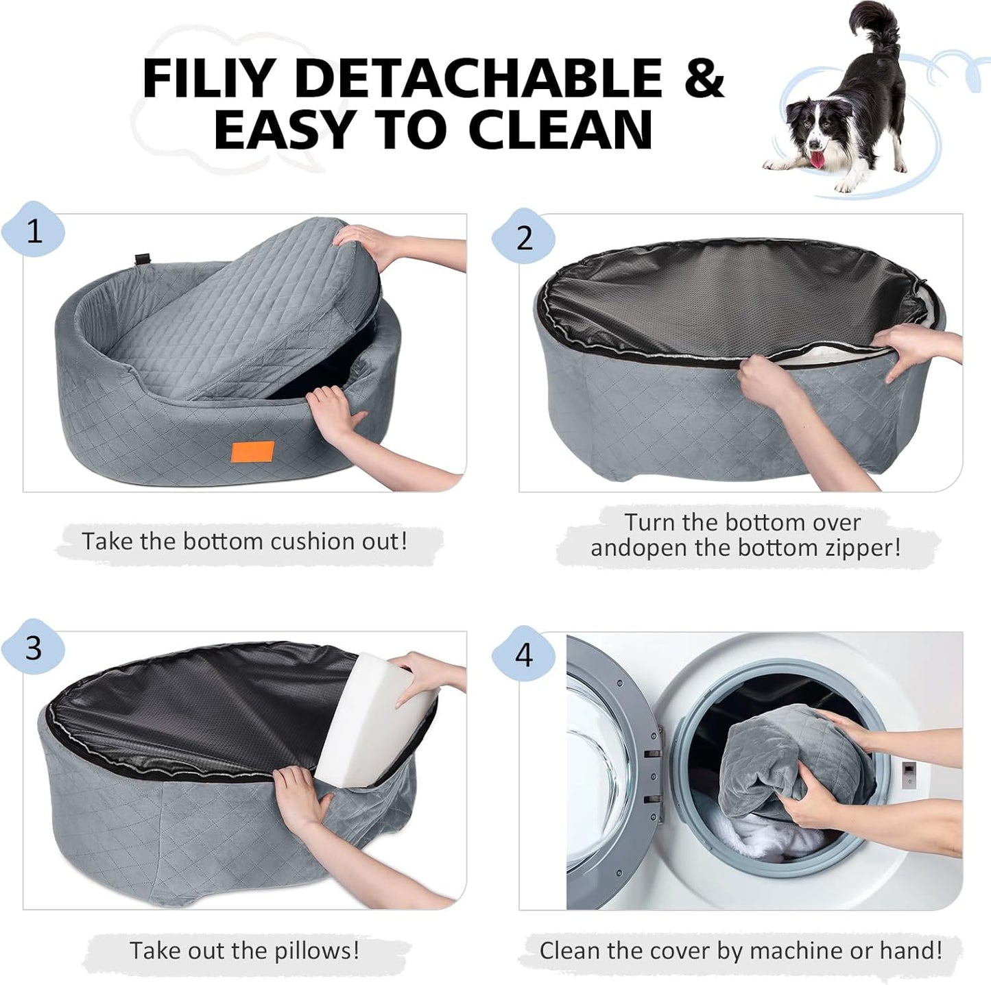 Dog Car Seat for Medium & Large Dogs up to 55 lbs, Elevated Booster Seat with Anti-Slip Base, Detachable & Machine-Washable Pet Car Bed for SUV/Sedan (Gray)