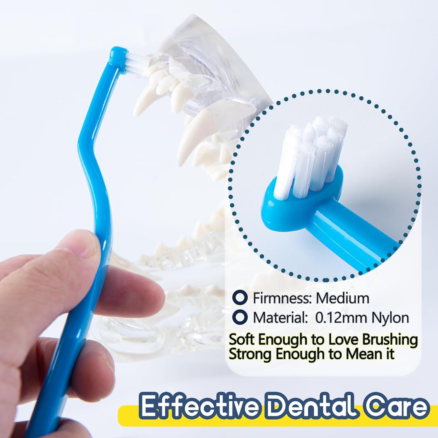 Small Dog Toothbrush, Cat & Puppy Tooth Brushing Kit, Mini Head Teeth Brush for Kitten & Tiny Pet, Doggy Toothbrushes Deep Dental Cleaning, 2 PCS - Blue