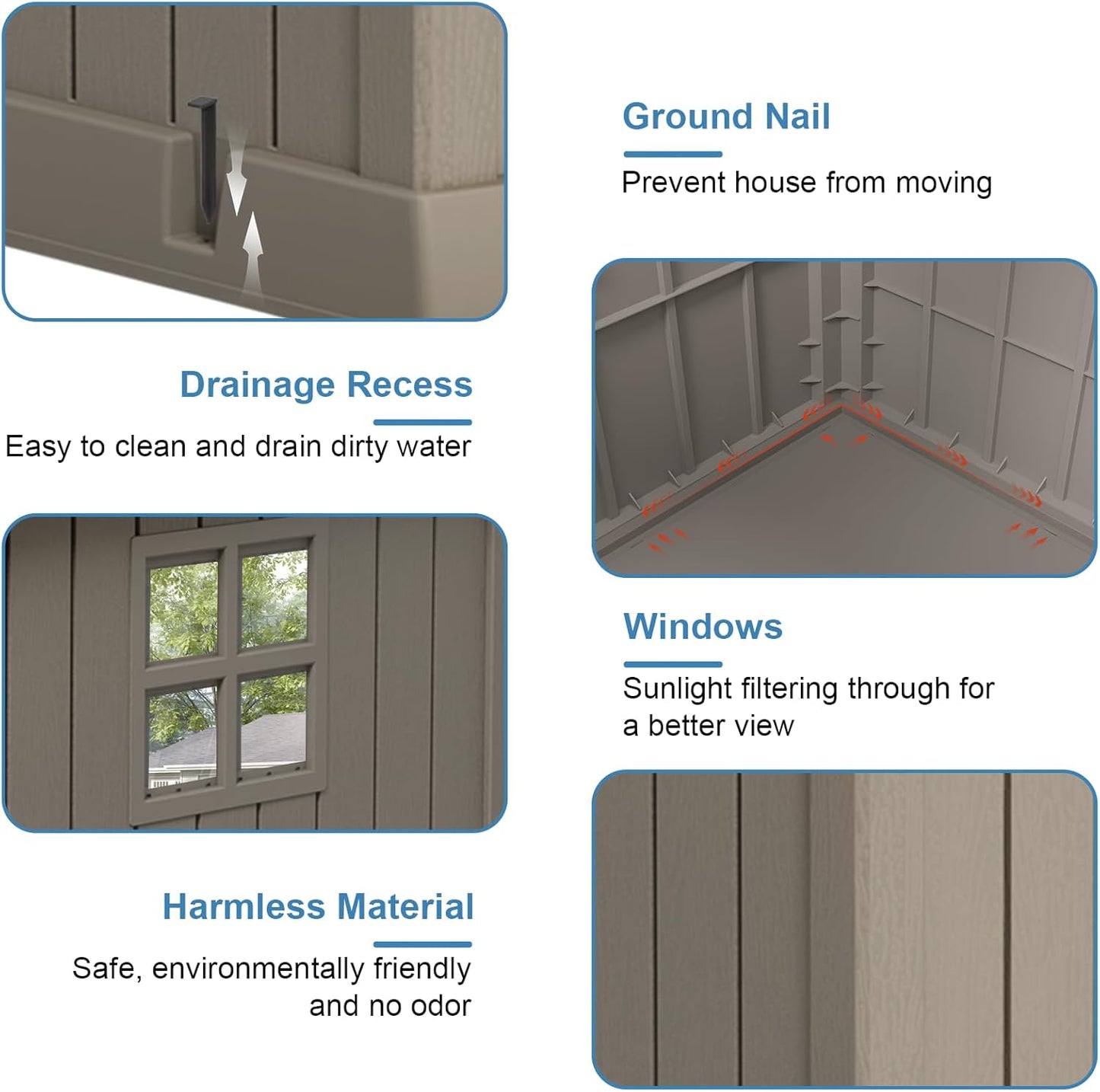 Dog House Indoor Outdoor for Small to Large Sized Dogs Resin Outdoor Dog House with Ventilation Puppy Shelter with Elevated Floor, Easy to Assemble, Blue