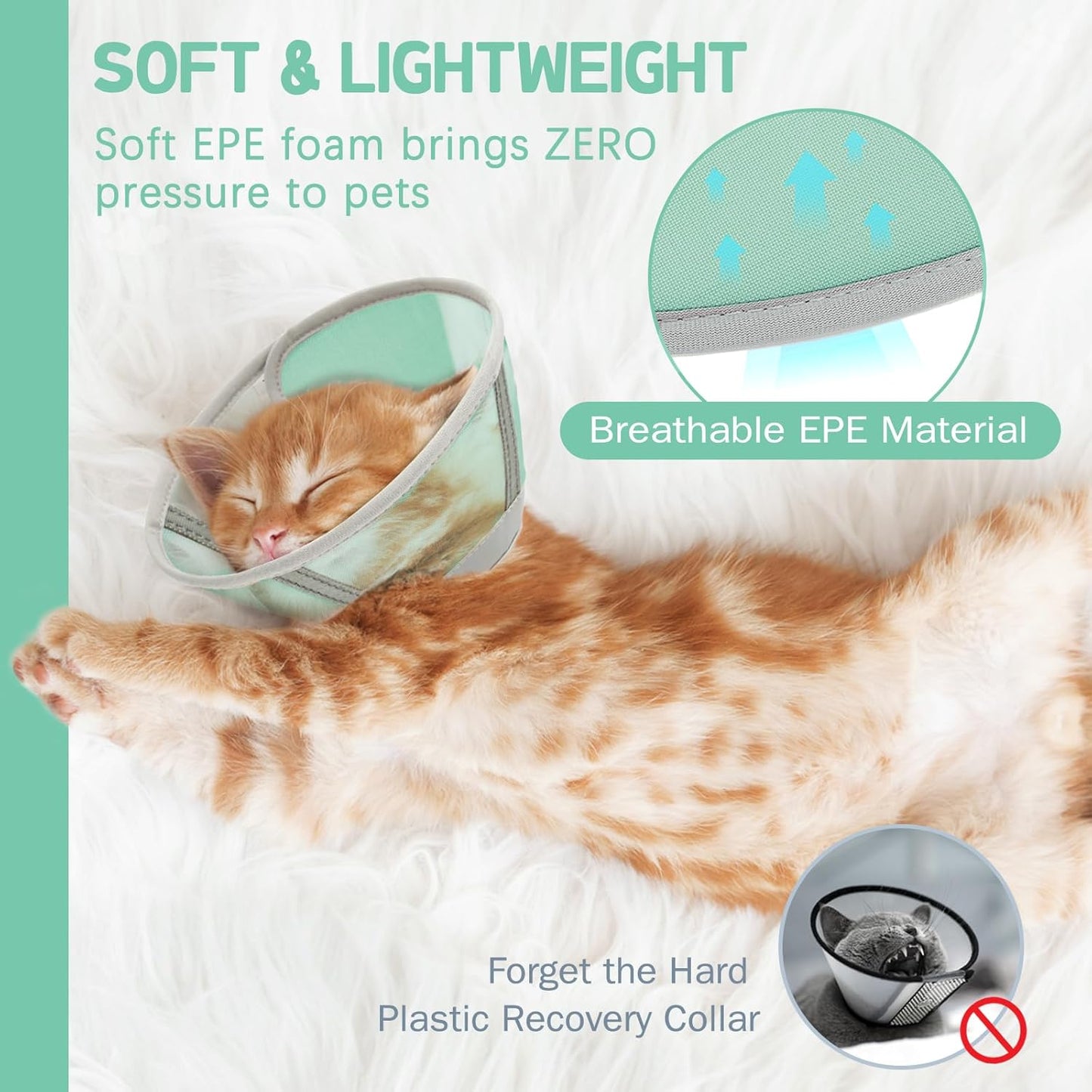 Cat Cone Collar Soft, Cat Recovery Collar for Large Medium Small Cats Kittens, Pet Cone Alternative After Surgery