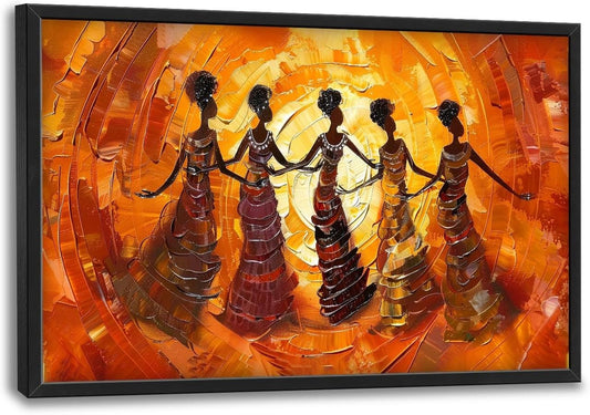 Quorin African American Large Wall Art Abstract Black Girl Women Dance Pictures Wall Decor Retro Ethnic Canvas Print Painting Artwork for Bathroom Living Room Bedroom 36L x 24W