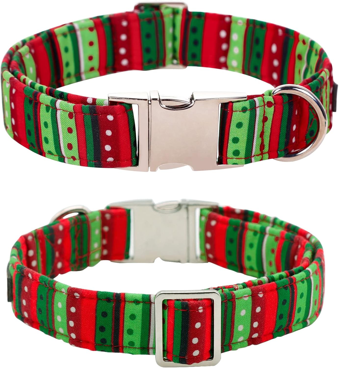 Lionet Paws Christmas Dog Collar with Bowtie, Dog Sailor Bow Collar with Metal Buckle for Dogs, Adjustable Comfortable Dog Collar Girl Gift, L, Neck 16-24 in