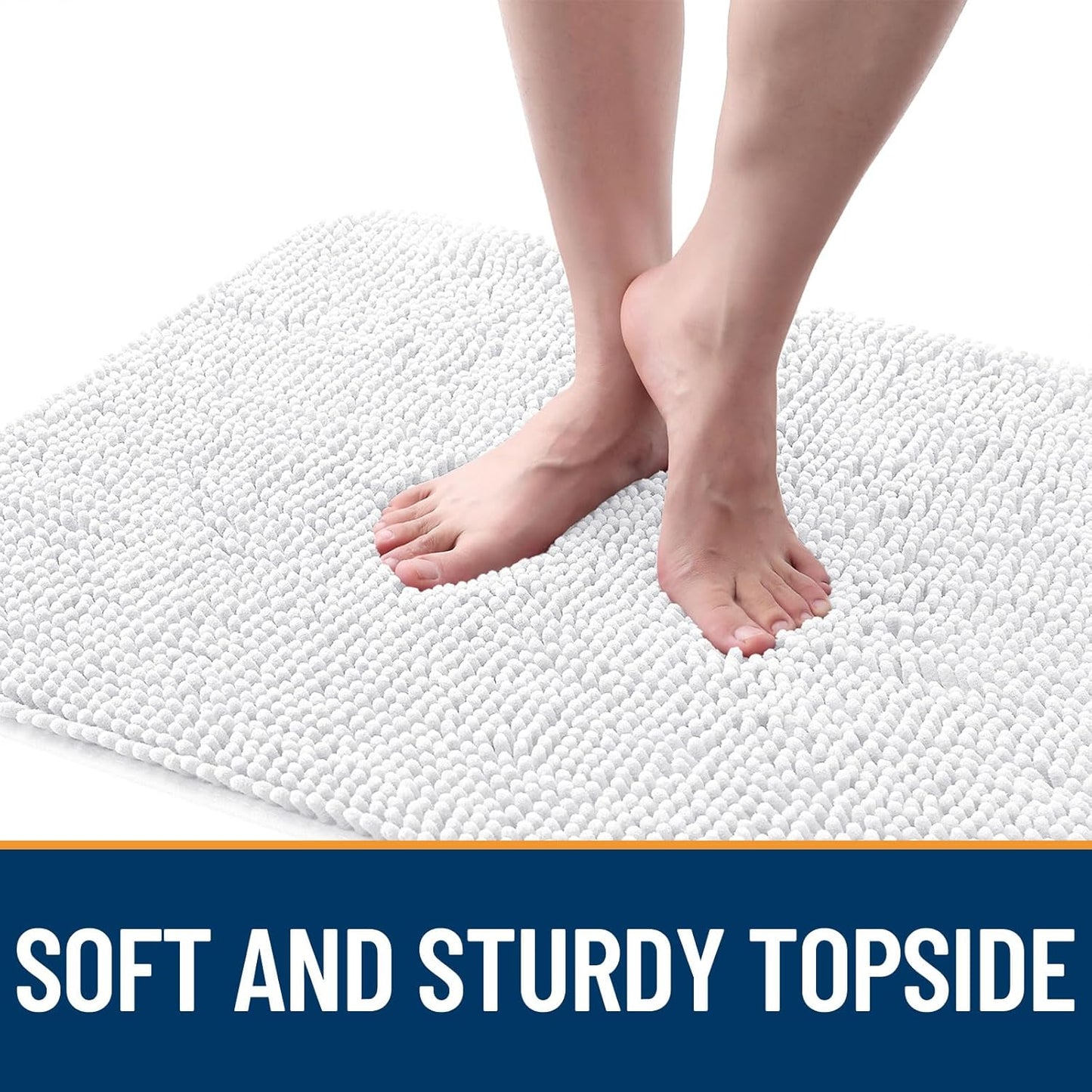 OLANLY Dog Door Mat for Muddy Paws 47x24, Absorbs Moisture and Dirt, Absorbent Non-Slip Washable Doormat, Quick Dry Chenille Mud Mat for Dogs, Entry Indoor Entryway Carpet for Inside Floor, White