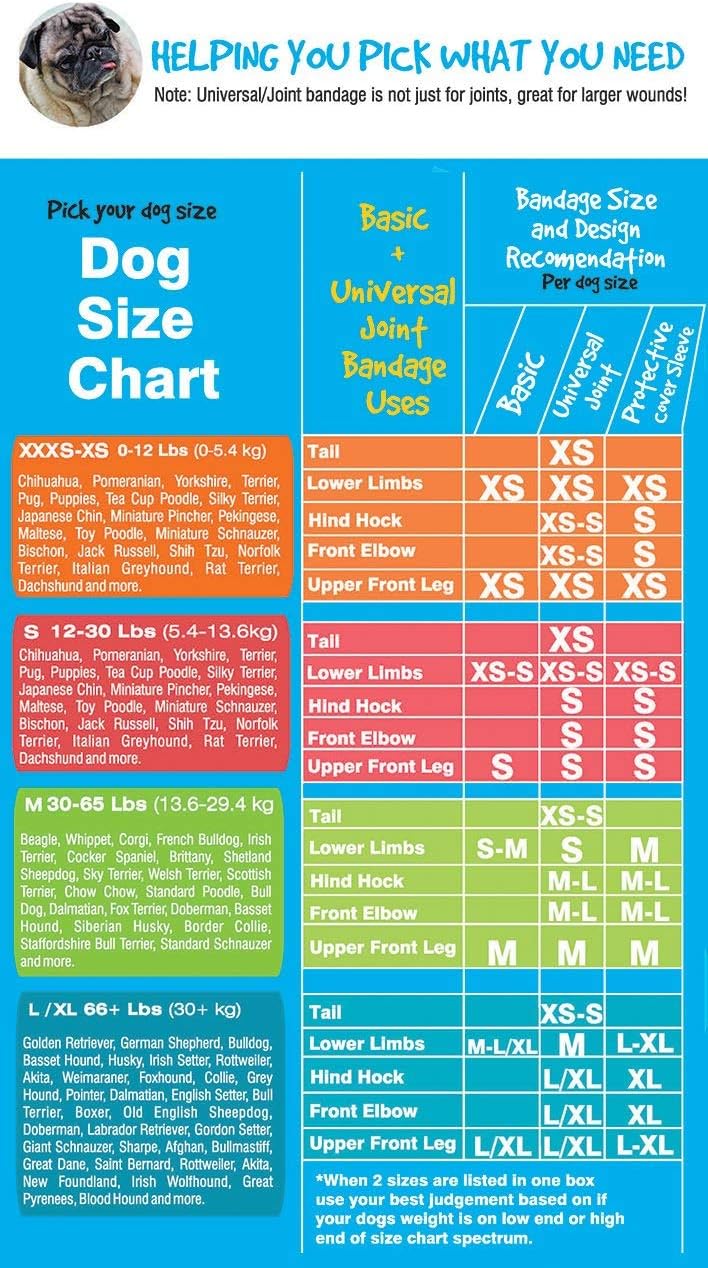 Basic Leg Bandages for Dogs, Cats, Pets -First- aid Non Adhesive Fur Friendly, Soft Stretch Wound Care, hot Spots, Fungus, Adjustable Fastening Strap Value Pack (Small 12-Pack)