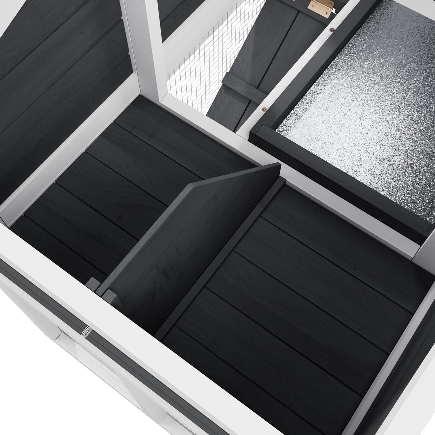 Bunny Cage Premium Rabbit Hutch with Leak-Proof Roof, 2-Story Bunny House for Guinea Pigs & Hamster,Wooden Chicken House with Deep Pull-Out Tray, Waterproof Chicken Coop for Outside (Grey)