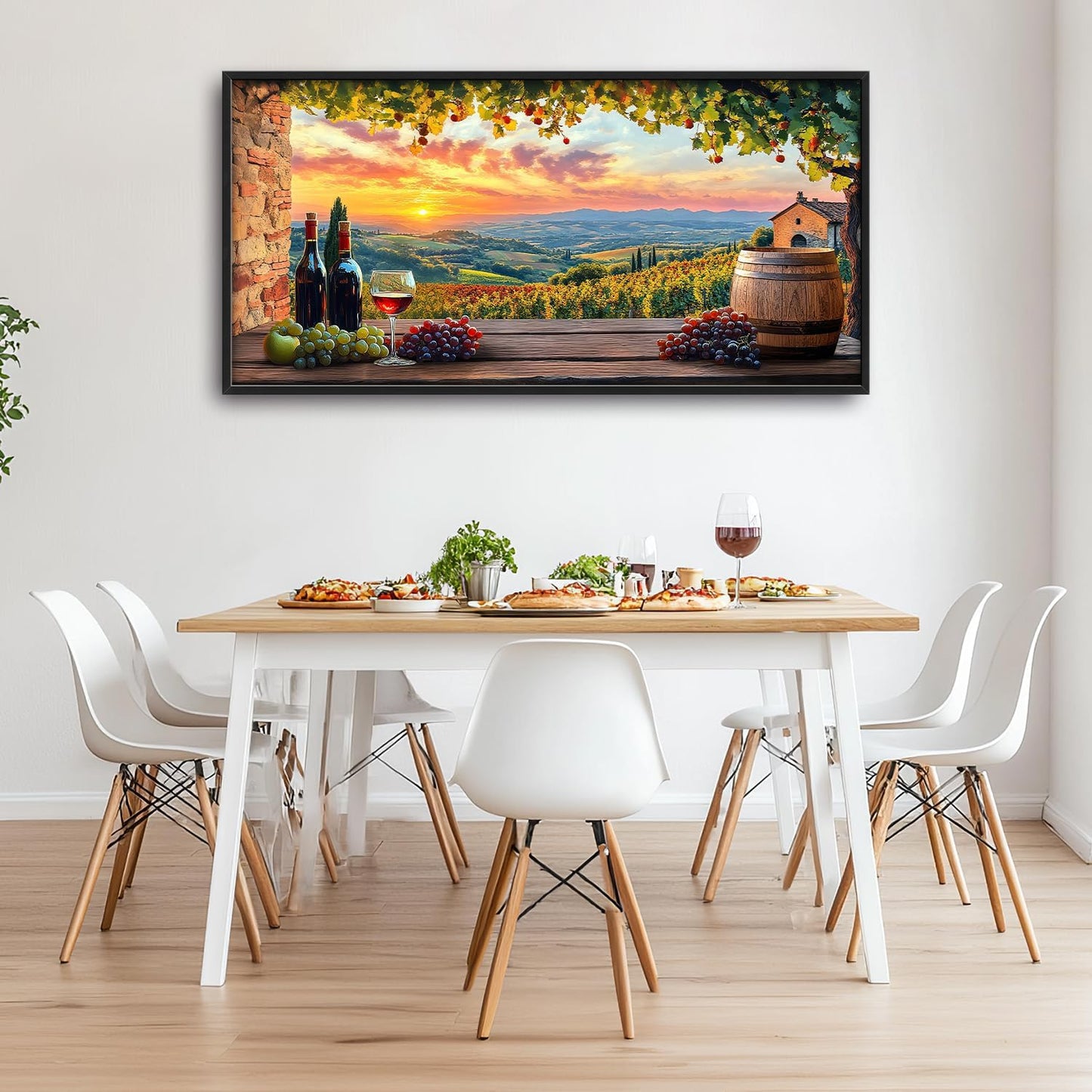 Large Sunrise Landscape Wall Art for Living Room, Sunset Scenery Canvas Oversized Wall Decor for Dining Room, Farmhouse Framed Pictures Painting Print Artwork for Bedroom Office 60L" x 30W"