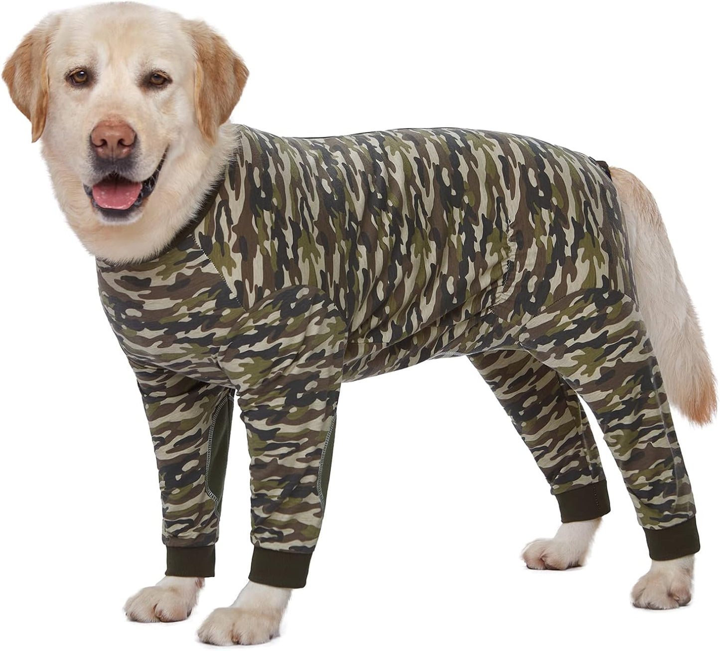 Yeapeeto Dog Onesie Surgery Recovery Suit for Large Medium Bodysuit Dogs Pajamas PJS Full Body for Shedding, Prevent Licking, Wound Protection, Cone Alternative (4XL, Camo)