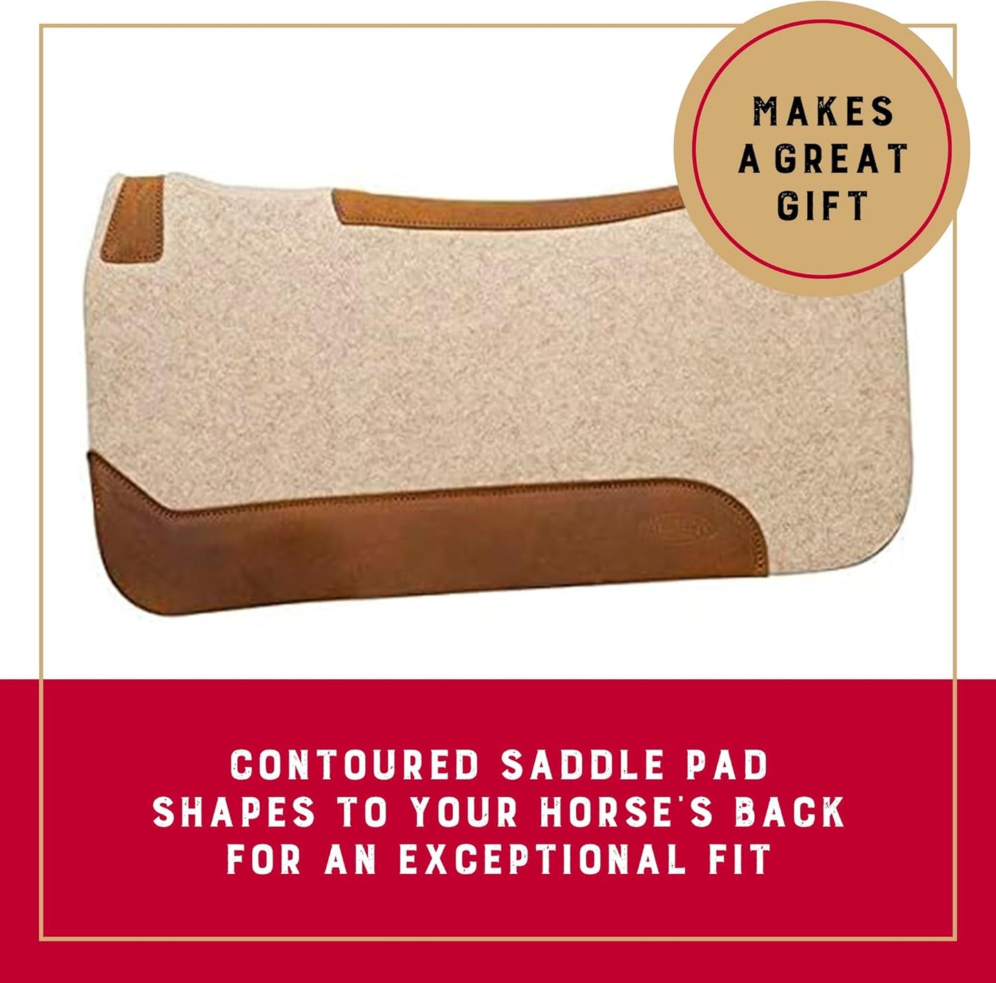 Weaver Equine 30" x 30" Contoured Wool Blend Felt Horse Saddle Pad, Shock Absorbing Western Saddle Pad for Protection, Durable Equine Supplies, Tan