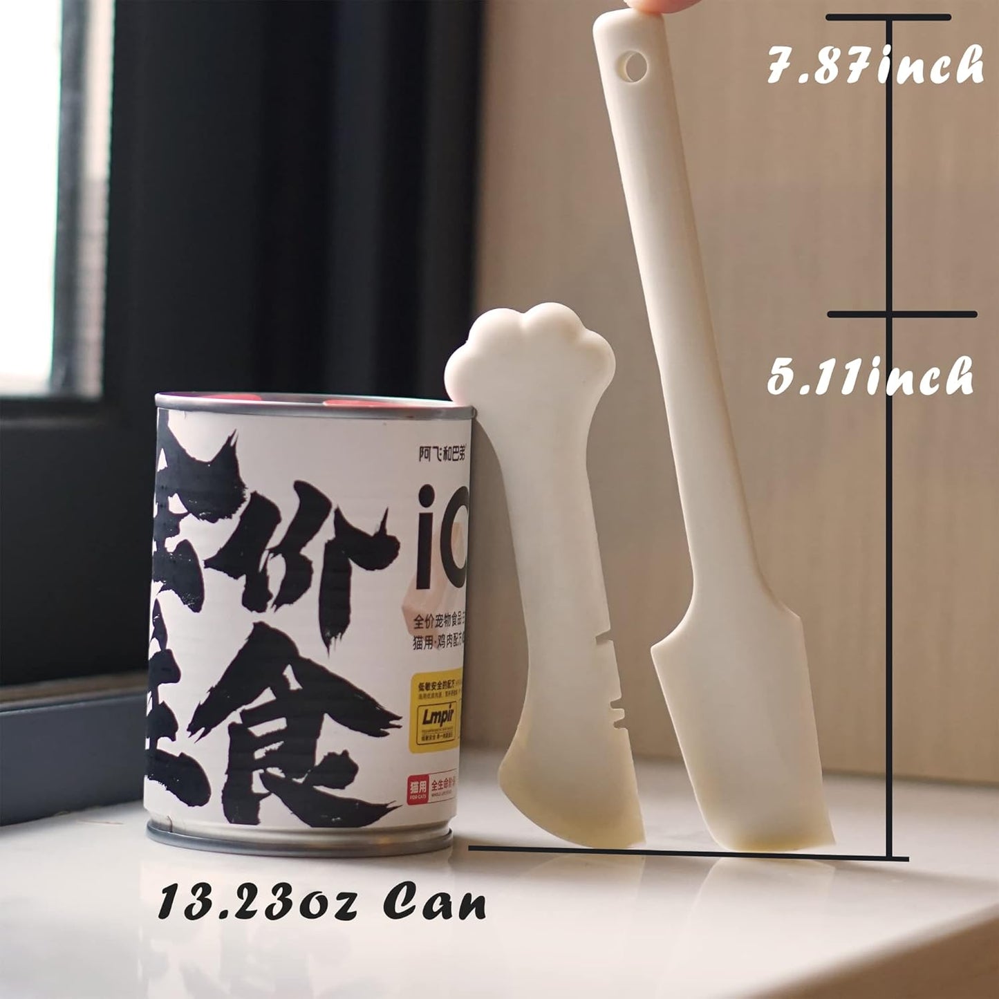 Meow&Woof Cat Wet Food Spoon, Mini Spatula for Pet Canned Food, BPA Free Silicone Can Spoons for Animal Feeding, Small Jars Spatulas, Easy Clean Scraper for Dog Food Cans-White