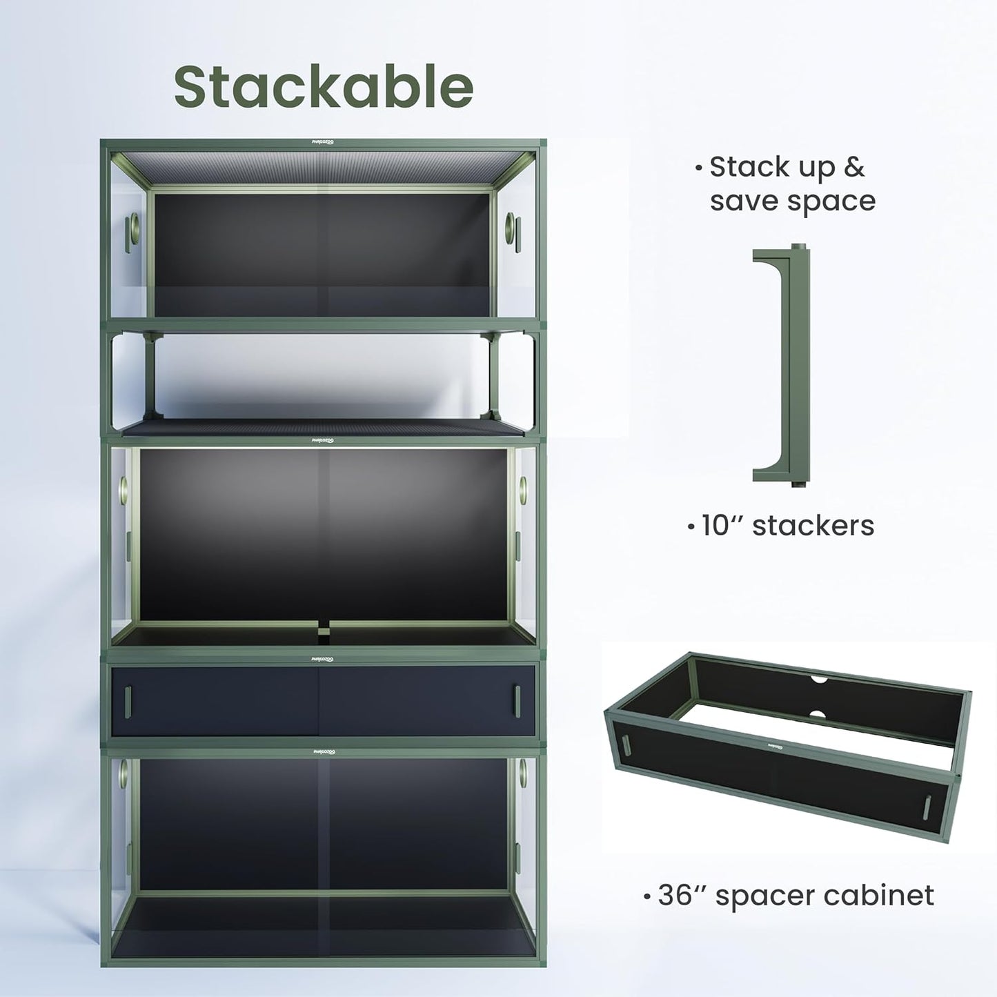 50 Gallon Bearded Dragon Tank, Reptile Enclosure for Easy Maintenance, Front Opening Reptile Tank with Top Screen Ventilation & Glass Sliding Door 36''x18''x18''