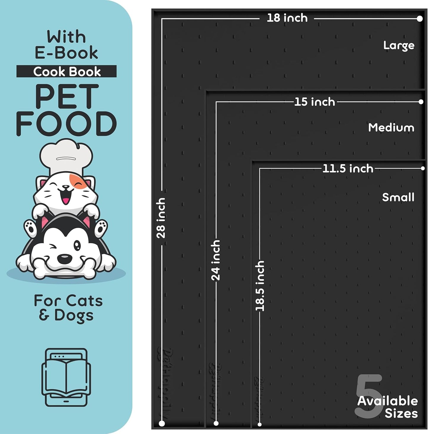 Dog Food Mat - Raised Edges Dogs Mat for Food and Water Prevent Spill, Waterproof Cat Food Mats Protect Floors, Easy Clean Dog Bowl Mats for Food and Water, Silicone Pet Food Tray
