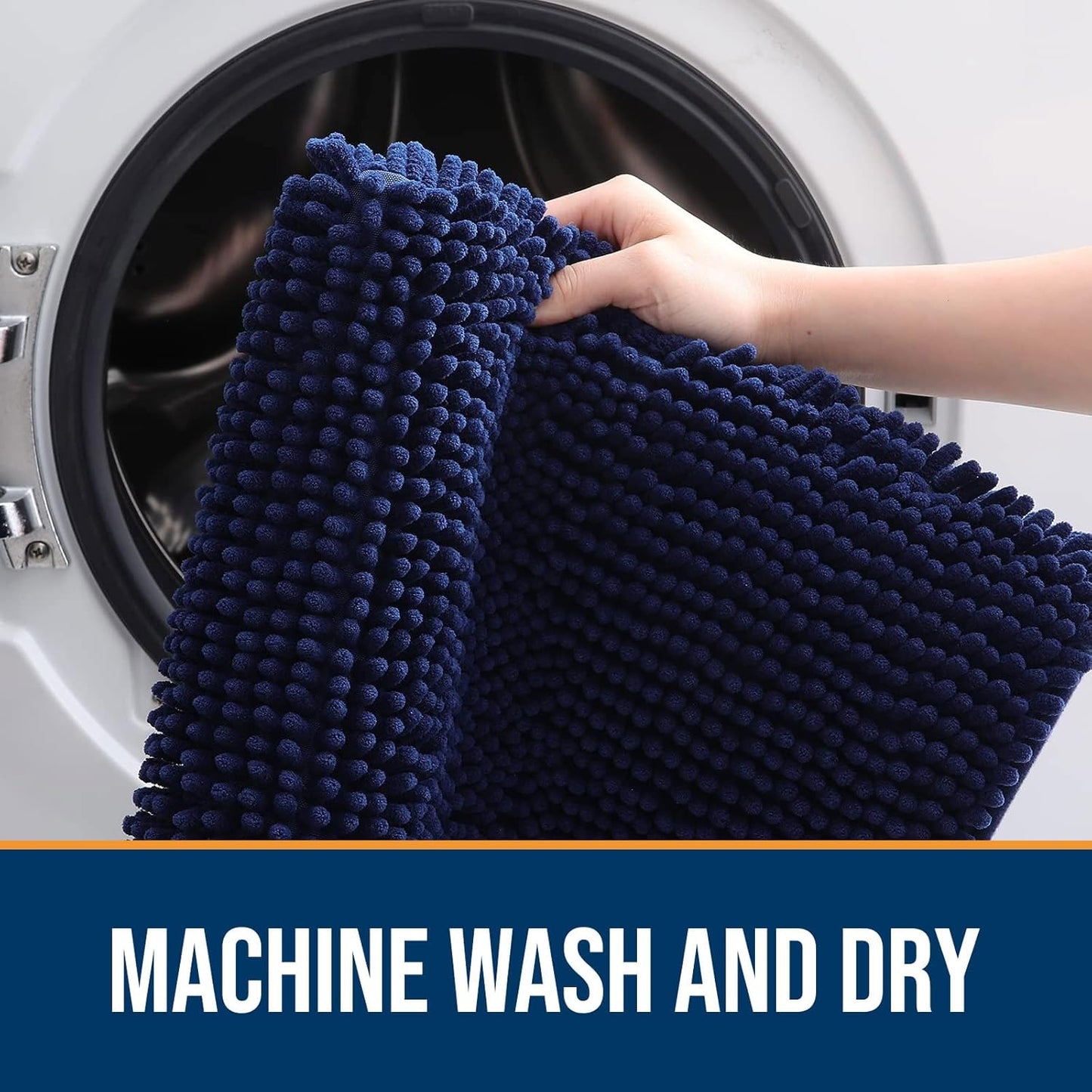 OLANLY Dog Door Mat for Muddy Paws 70x46, Absorbs Moisture and Dirt, Absorbent Non-Slip Washable Doormat, Quick Dry Chenille Mud Mat for Dogs, Entry Indoor Entryway Carpet for Inside Floor, Navy Blue