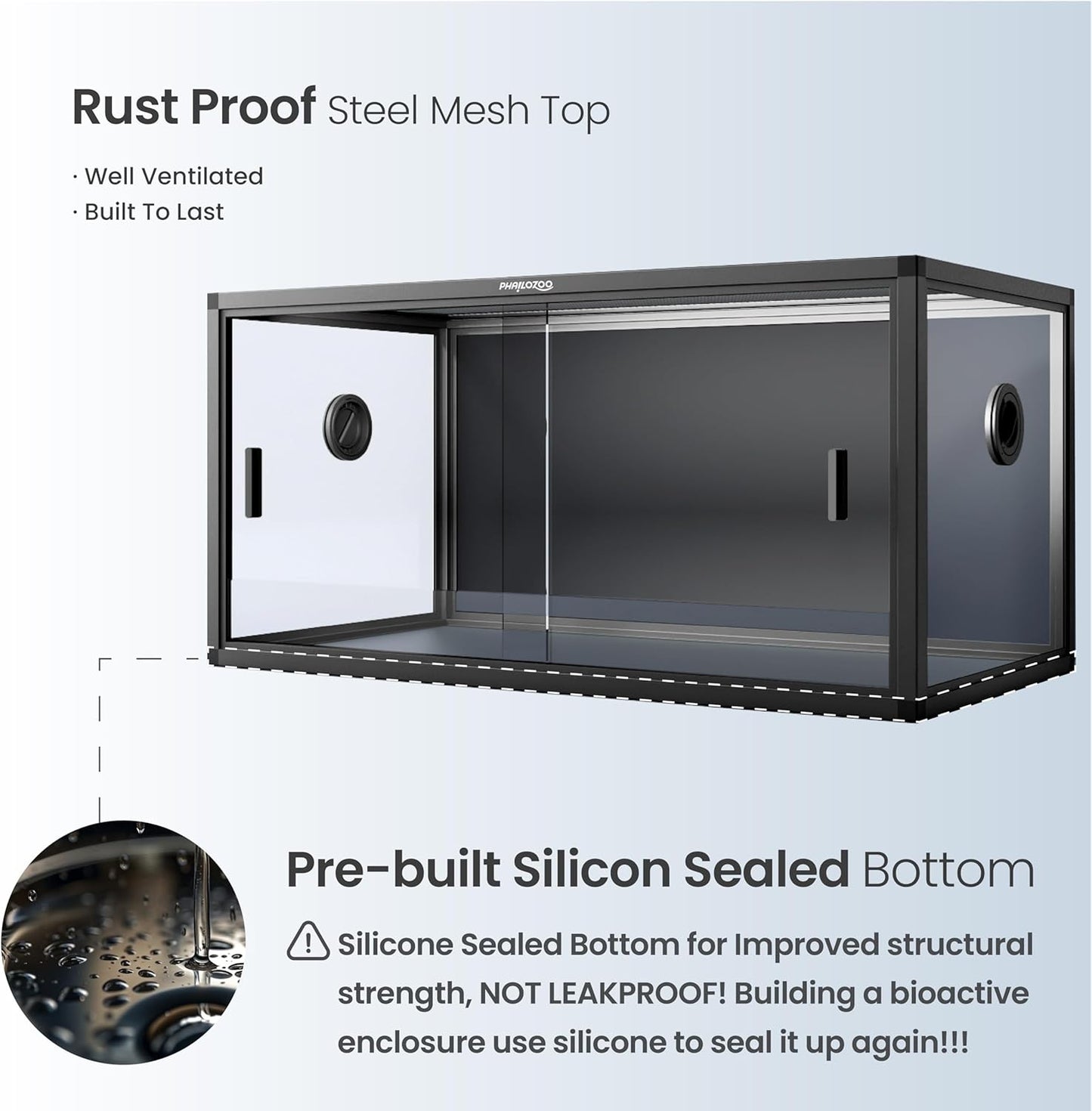 50 Gallon Bearded Dragon Tank, Reptile Enclosure for Easy Maintenance, Front Opening Reptile Tank with Top Screen Ventilation & Glass Sliding Door 36''x18''x18''