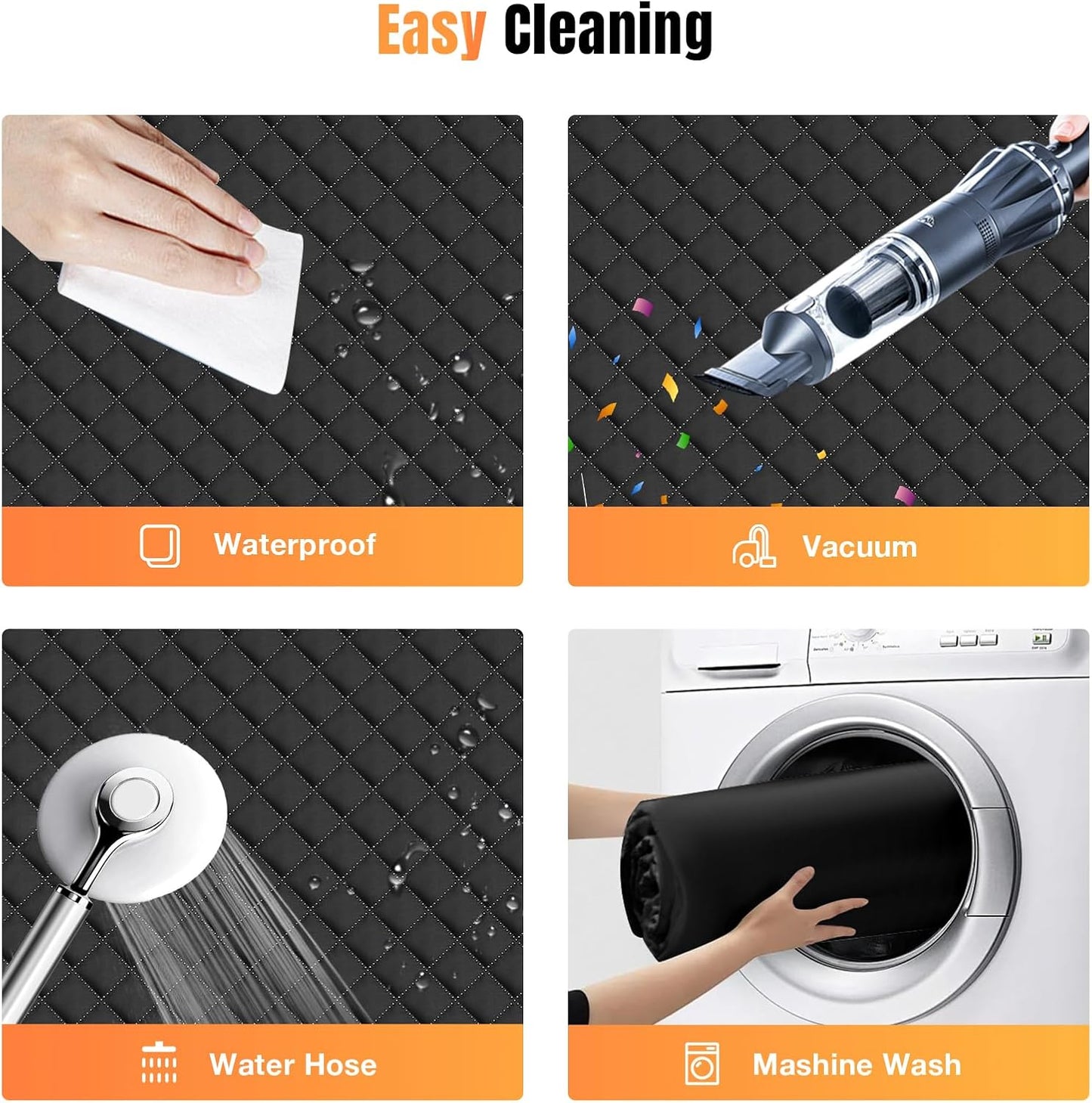 Dog Car Seat Cover for Back Seat, Dog Car Bed Cover with Strong Hard Bottom, Car Back Seat Extender Hammock for Car SUV Truck,4 Panels Black Large Size