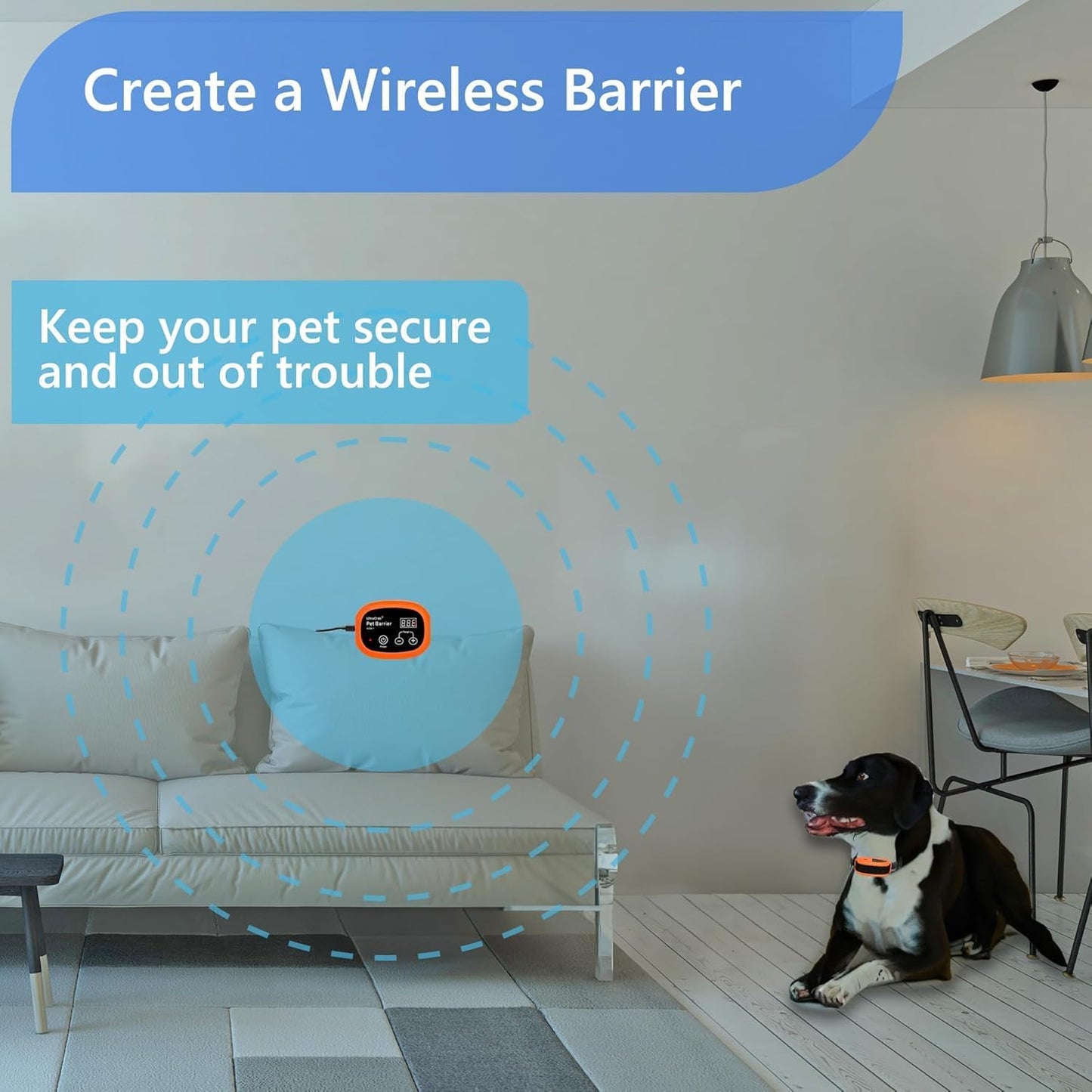 Indoor Pet Barrier for Home,Keeps Areas Off Limits,Dog Home Proofing, Waterproof/Rechargeable/Beep/Static Training Collar,Wireless Electric Fence,1 Dog Orange Kit